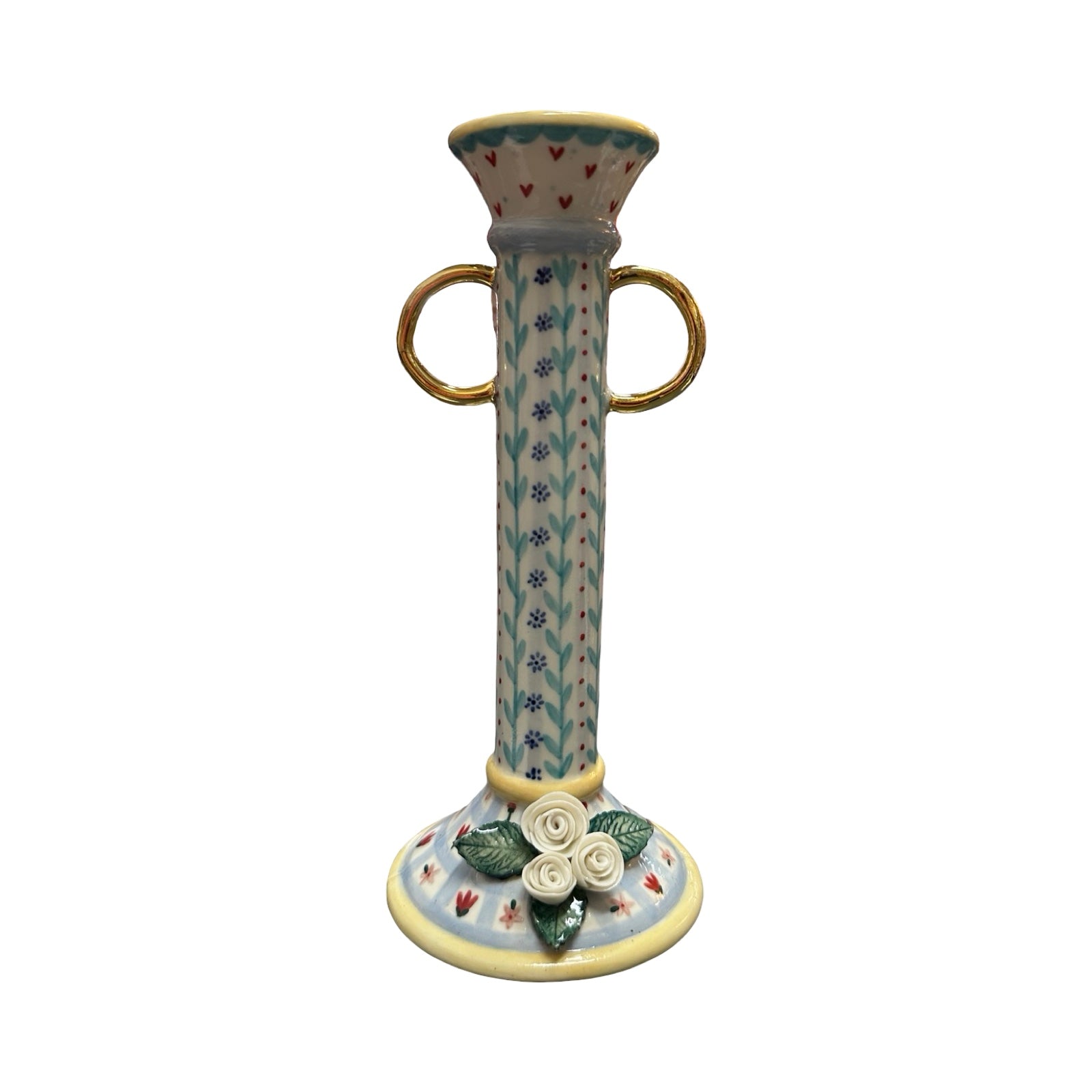 Leaves and Roses Porcelain Candlestick