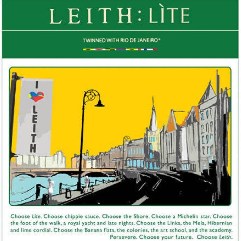 Card featuring an illustration of the Shore at Leith in Edinburgh