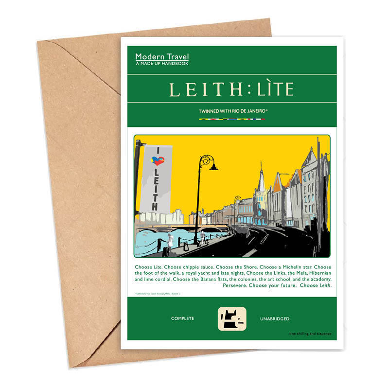 Card featuring an illustration of the Shore at Leith in Edinburgh