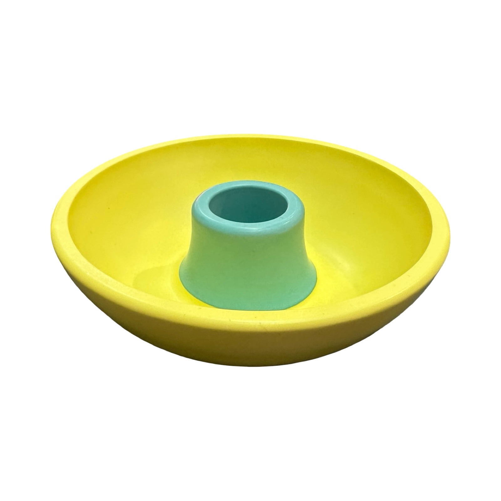 Lemon and turquoise candle holder.