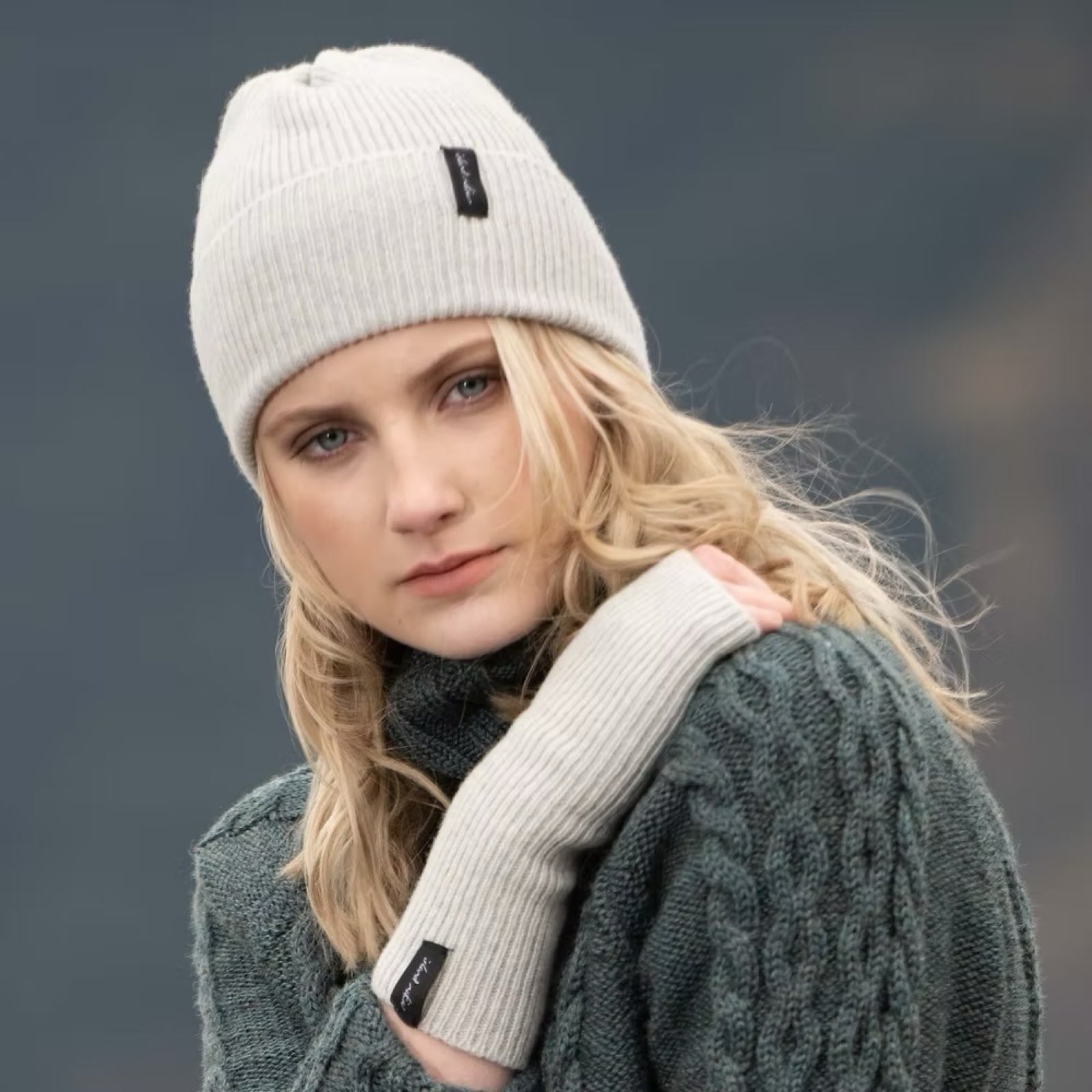 Light Grey Woollen Beanie Hat.