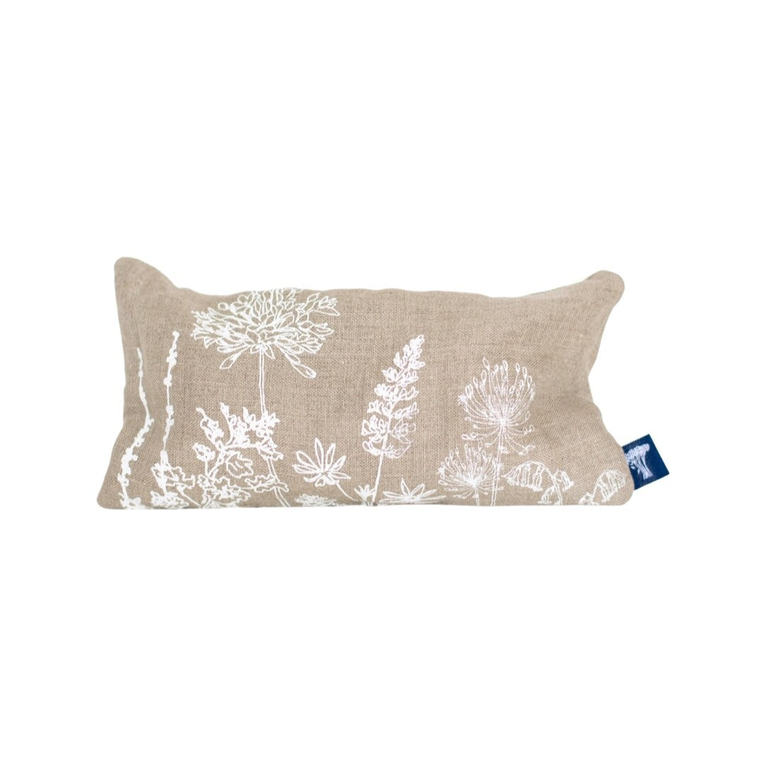 These linen eye pillows are screen printed (using water-based inks) and gently scented with lavender scented with a pure linen removable cover.