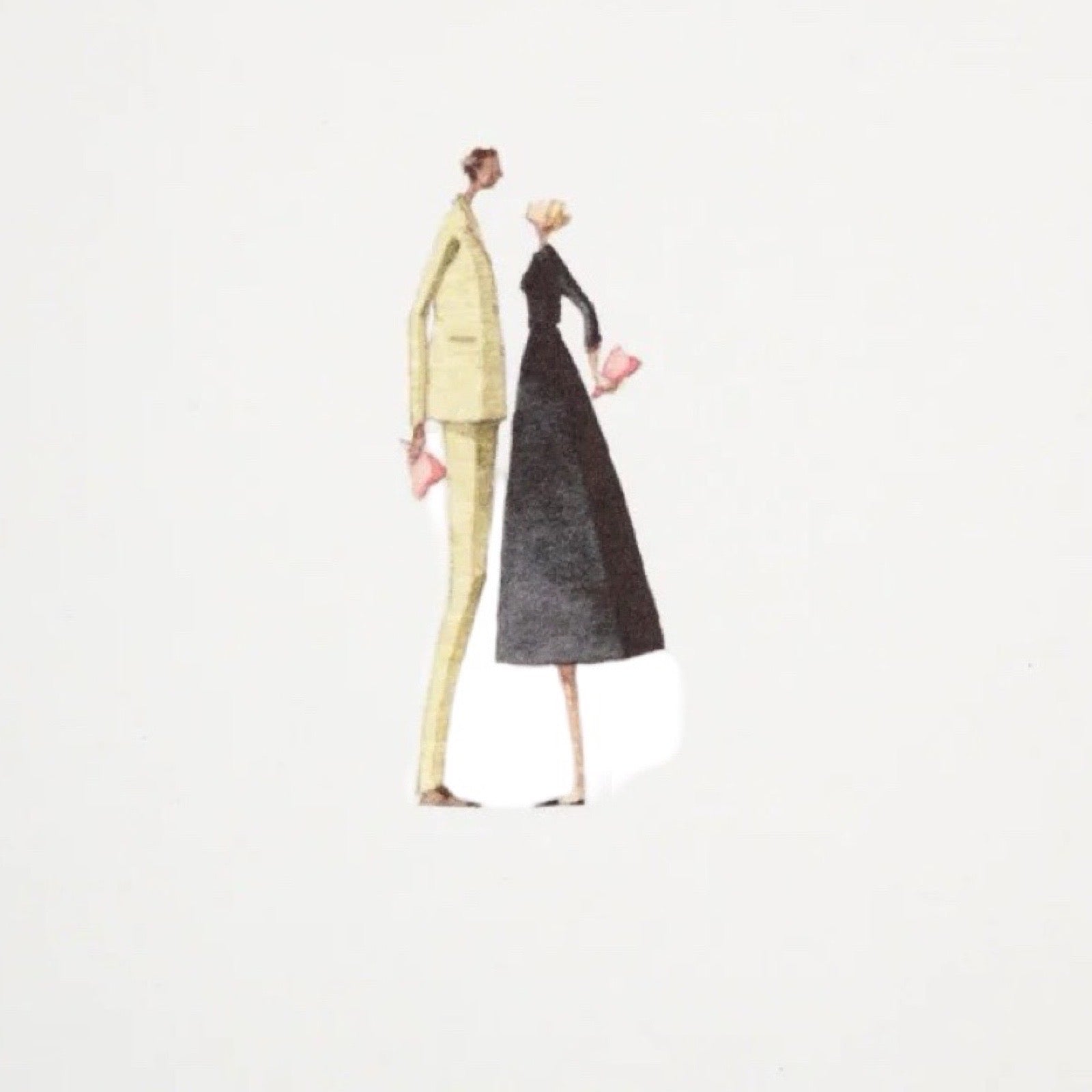 Two animated characters in formal attire on a white background.