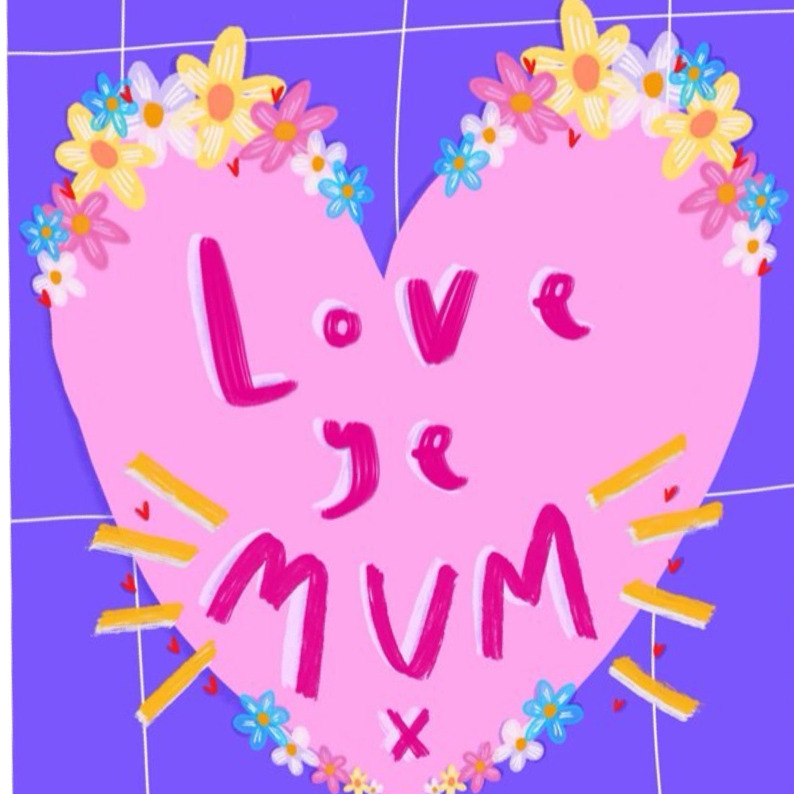 Love ye mum card close up.