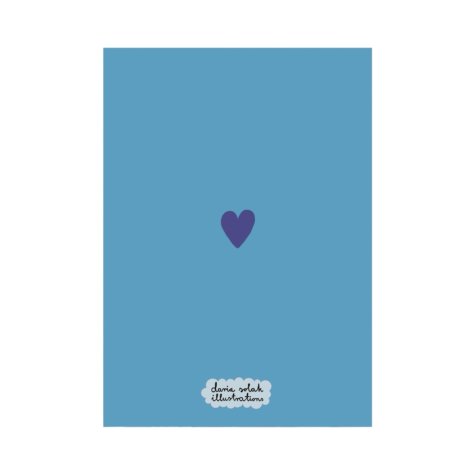 The blue back of a magic garden notebook with a small navy love heart in the centre