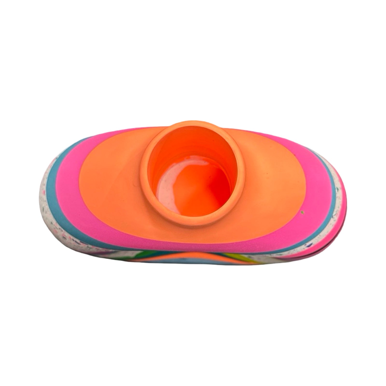 Colorful orange vase on a white background.