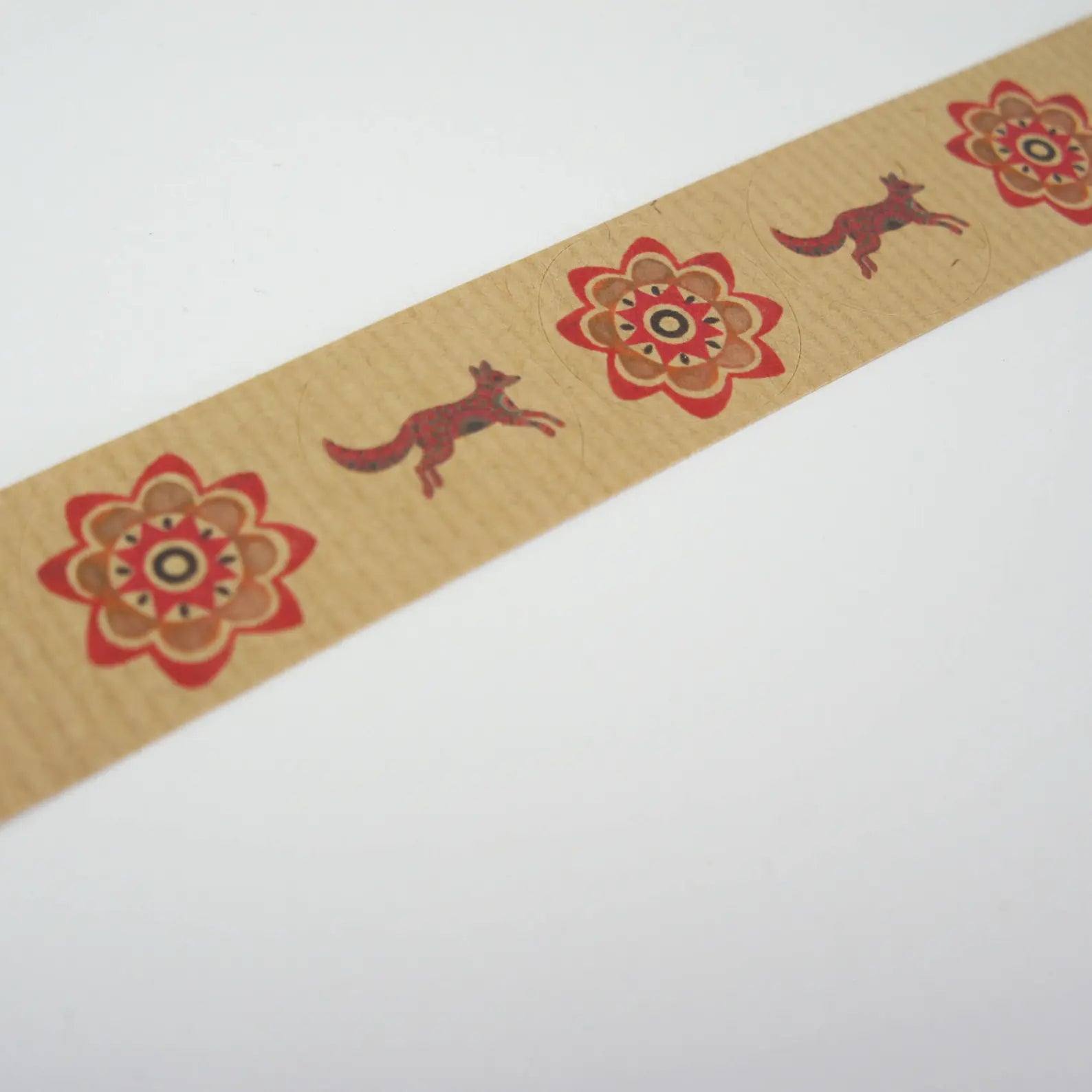Decorative stickers with floral and animal patterns on a white background.