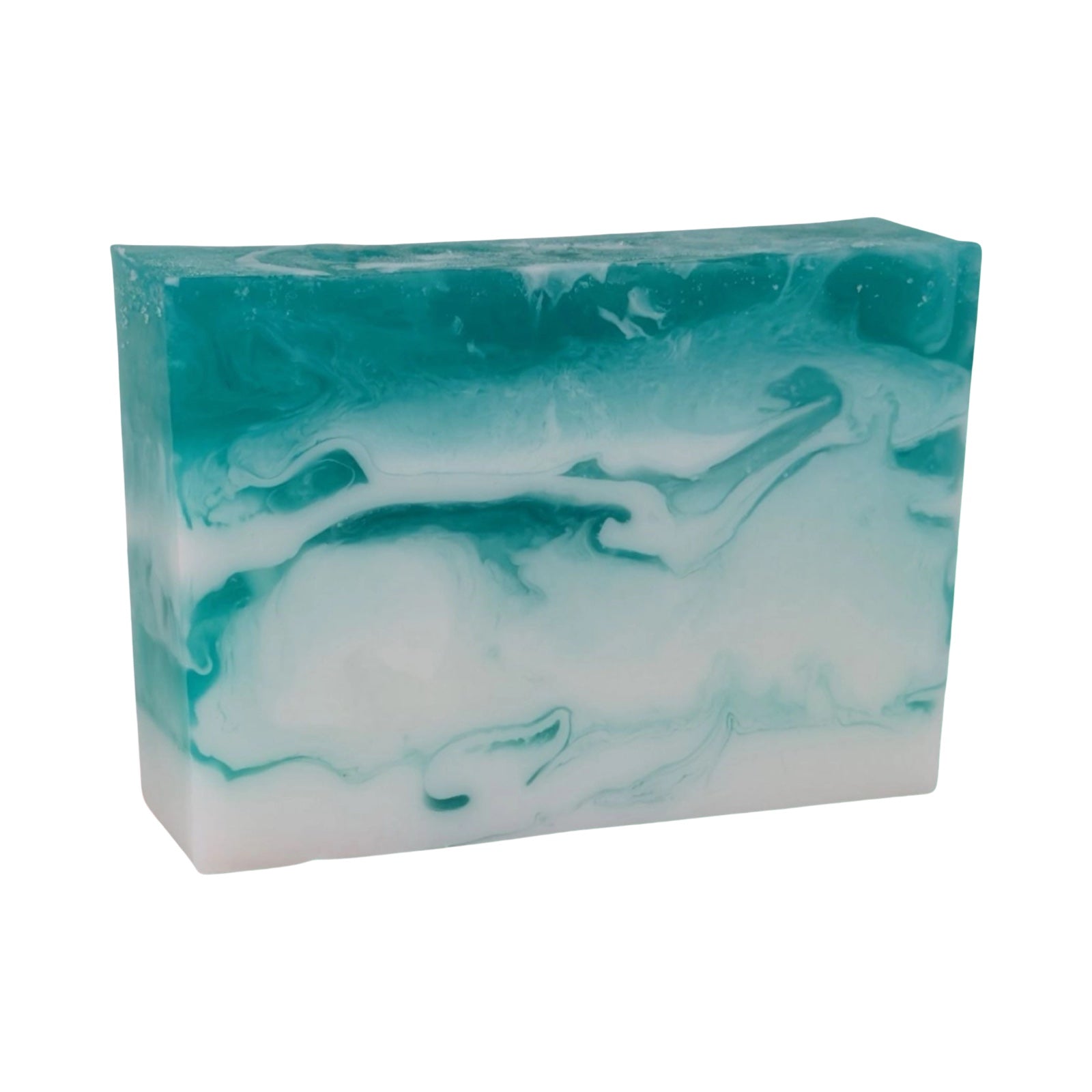 A bar of green and white meditation soap.