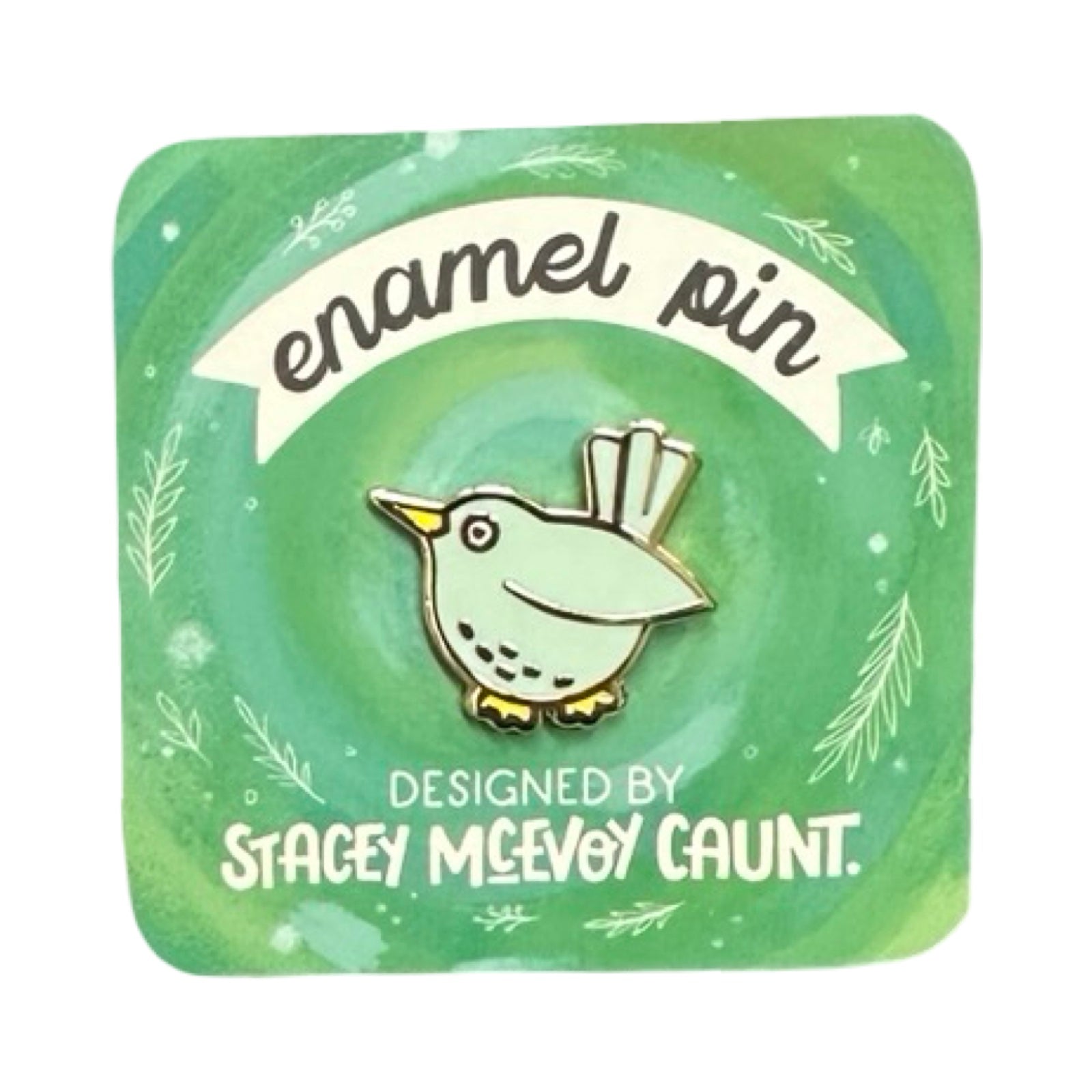 A cute mint green bird-shaped enamel pin badge.