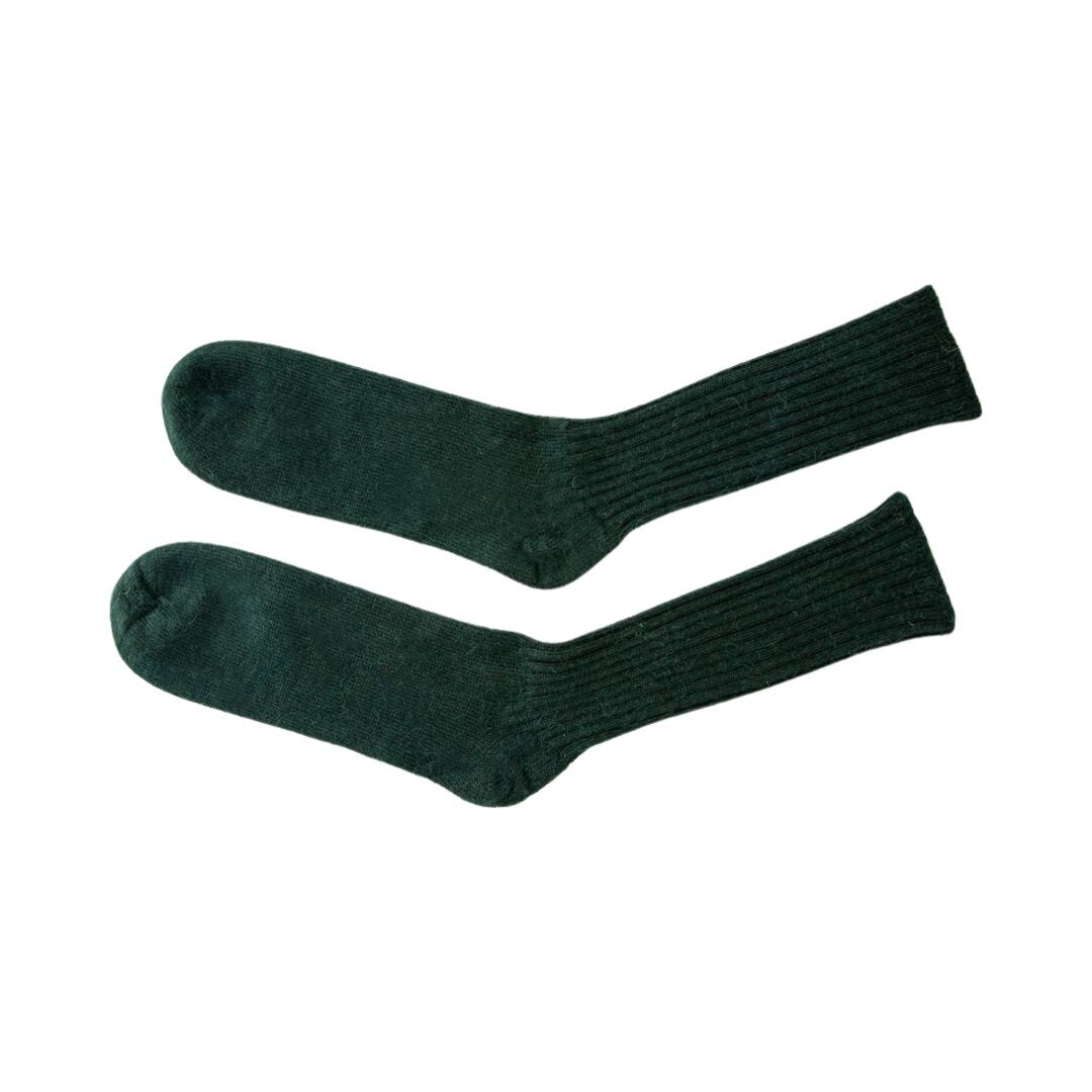 Pair of green mohair socks.