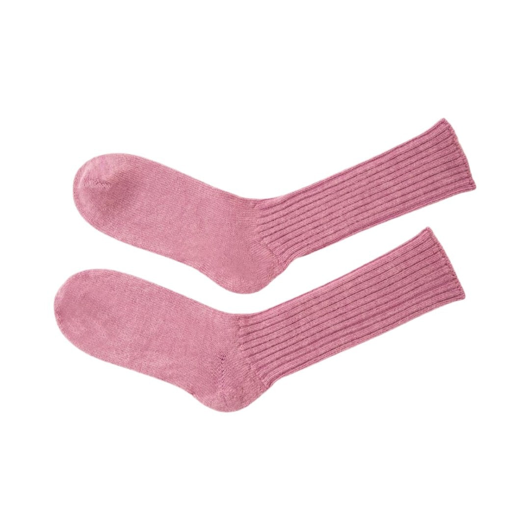 Pair of pink mohair socks.