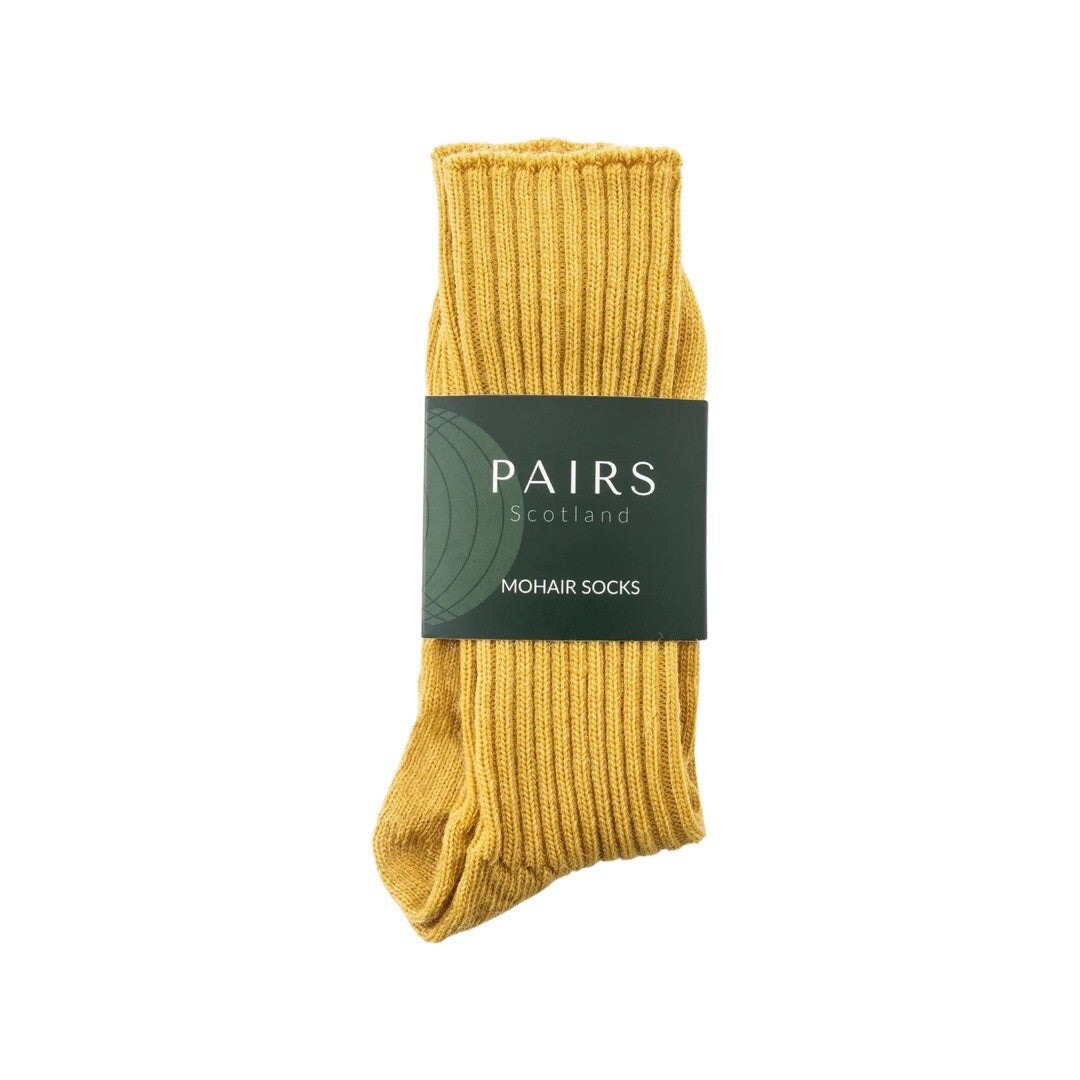 Mohair socks in yellow.