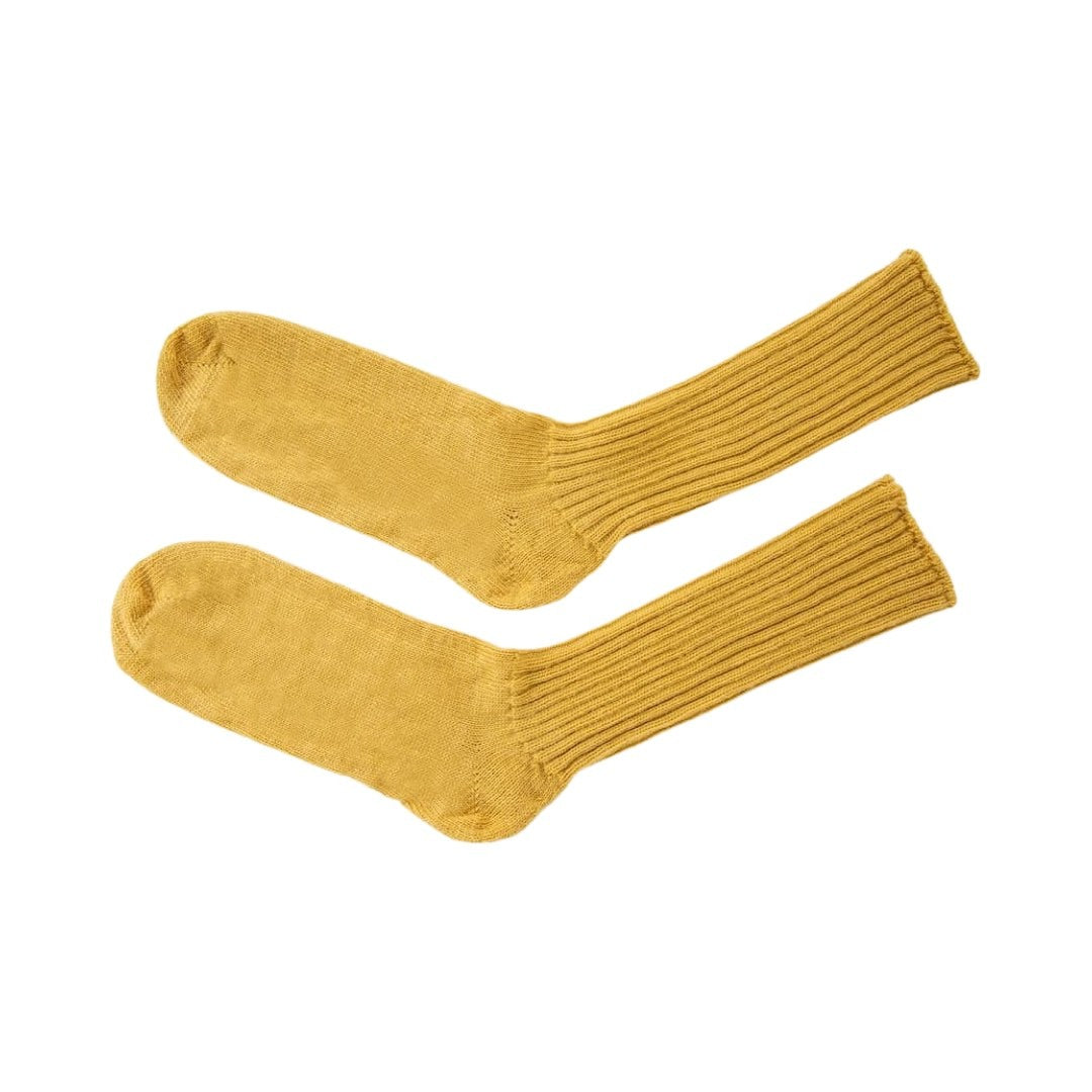 Pair of yellow mohair socks.