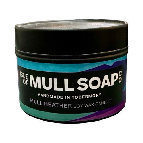 This Mull heather soy wax candle has a scent that transports you to a lavender-filled Scottish hillside. 