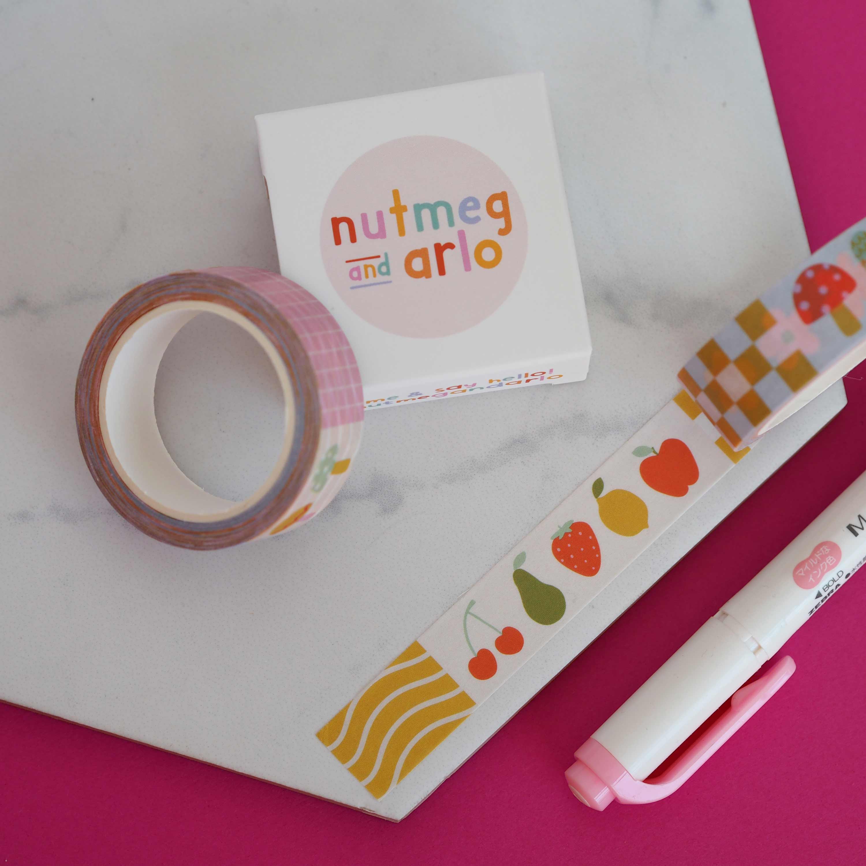 Washi tape roll on a table.