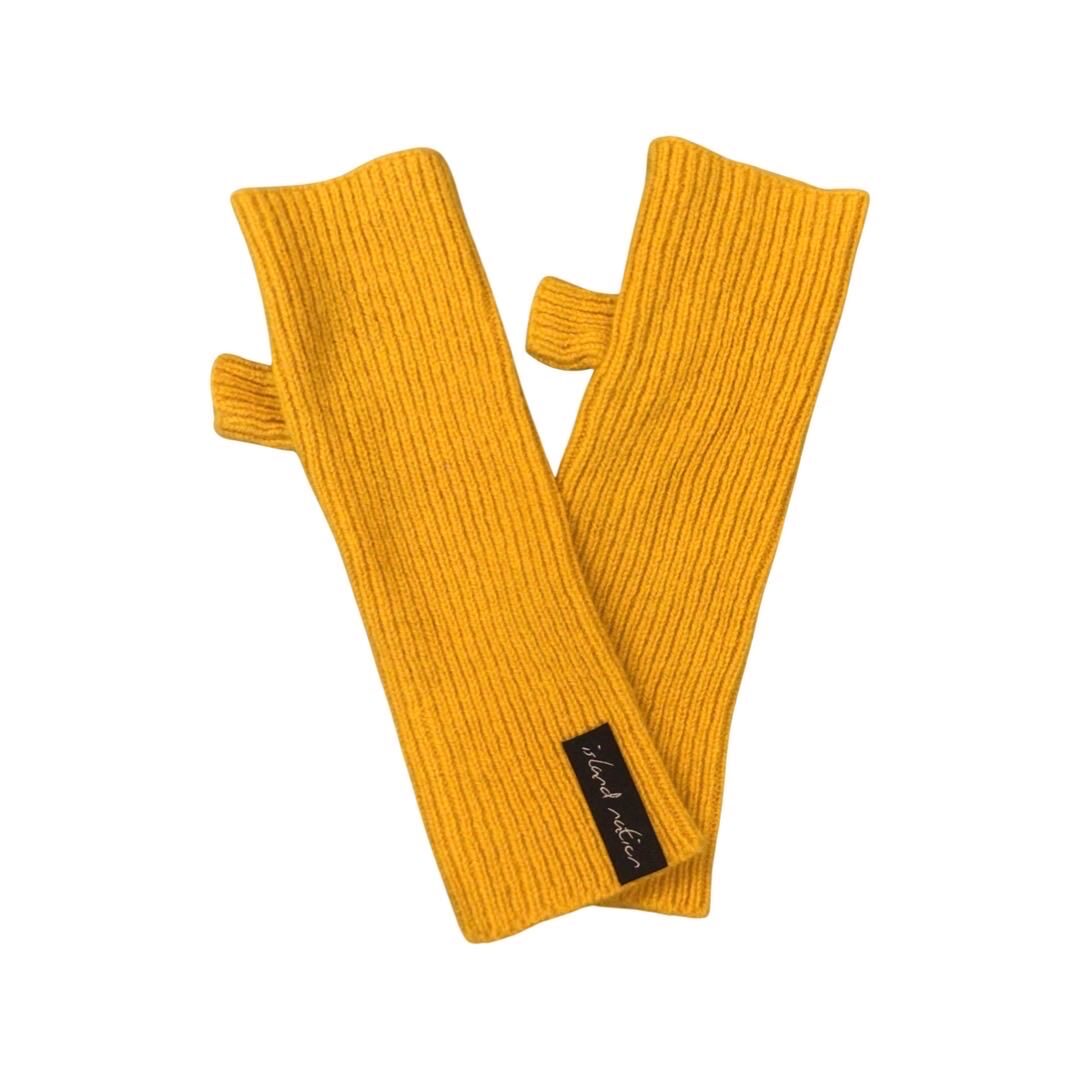 Mustard Wool Wrist Warmers.