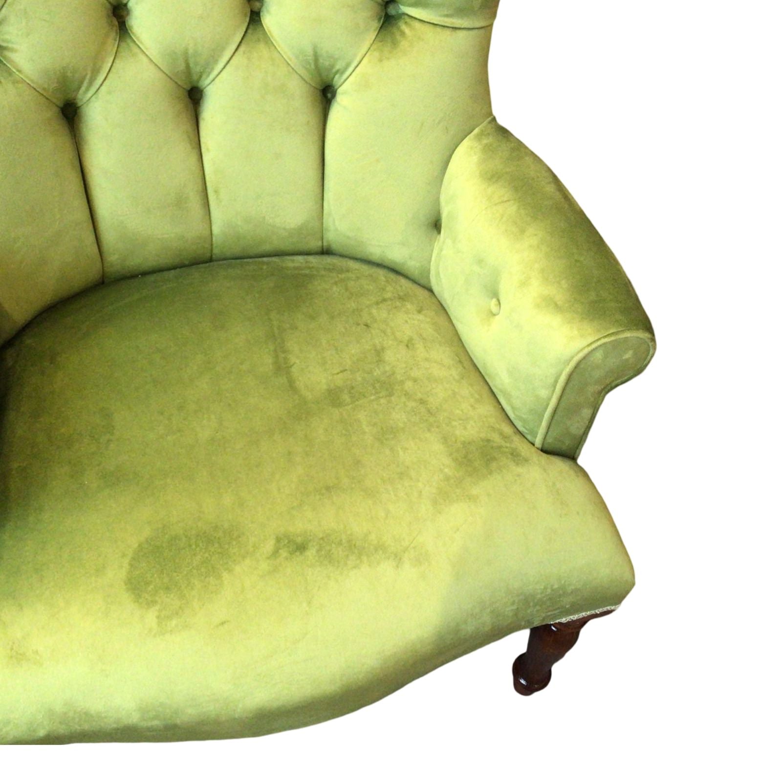 Button Back Plain Velvet Occasional Armchair