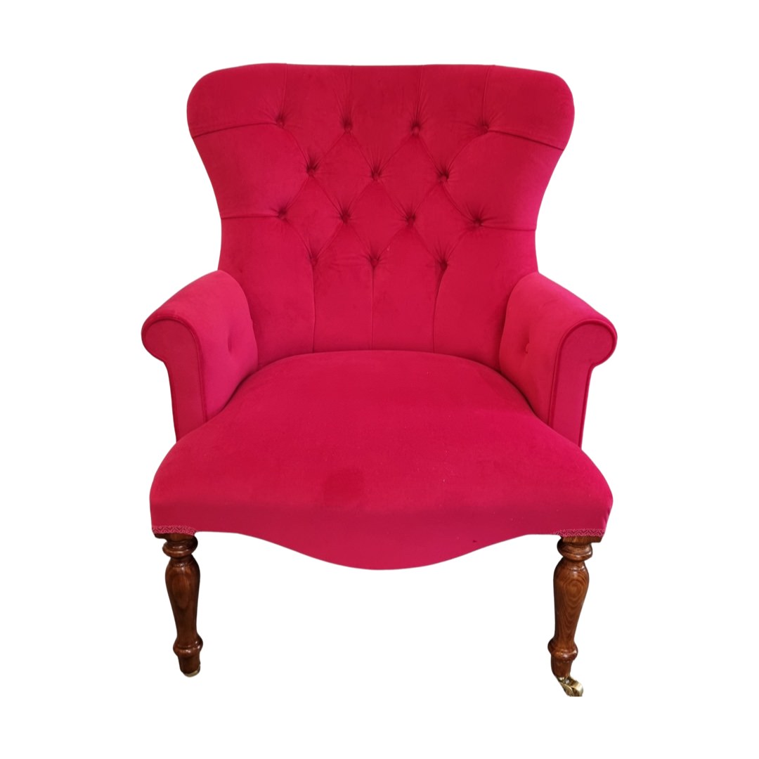 Button Back Plain Velvet Occasional Armchair