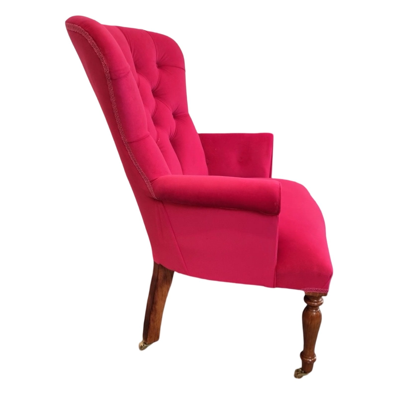 Button Back Plain Velvet Occasional Armchair