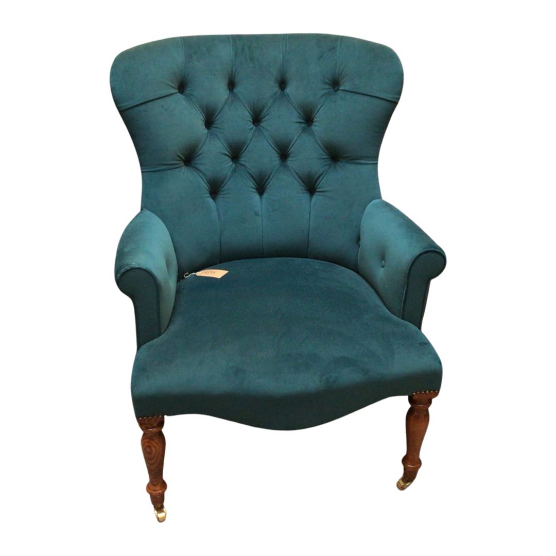 Button Back Plain Velvet Occasional Armchair