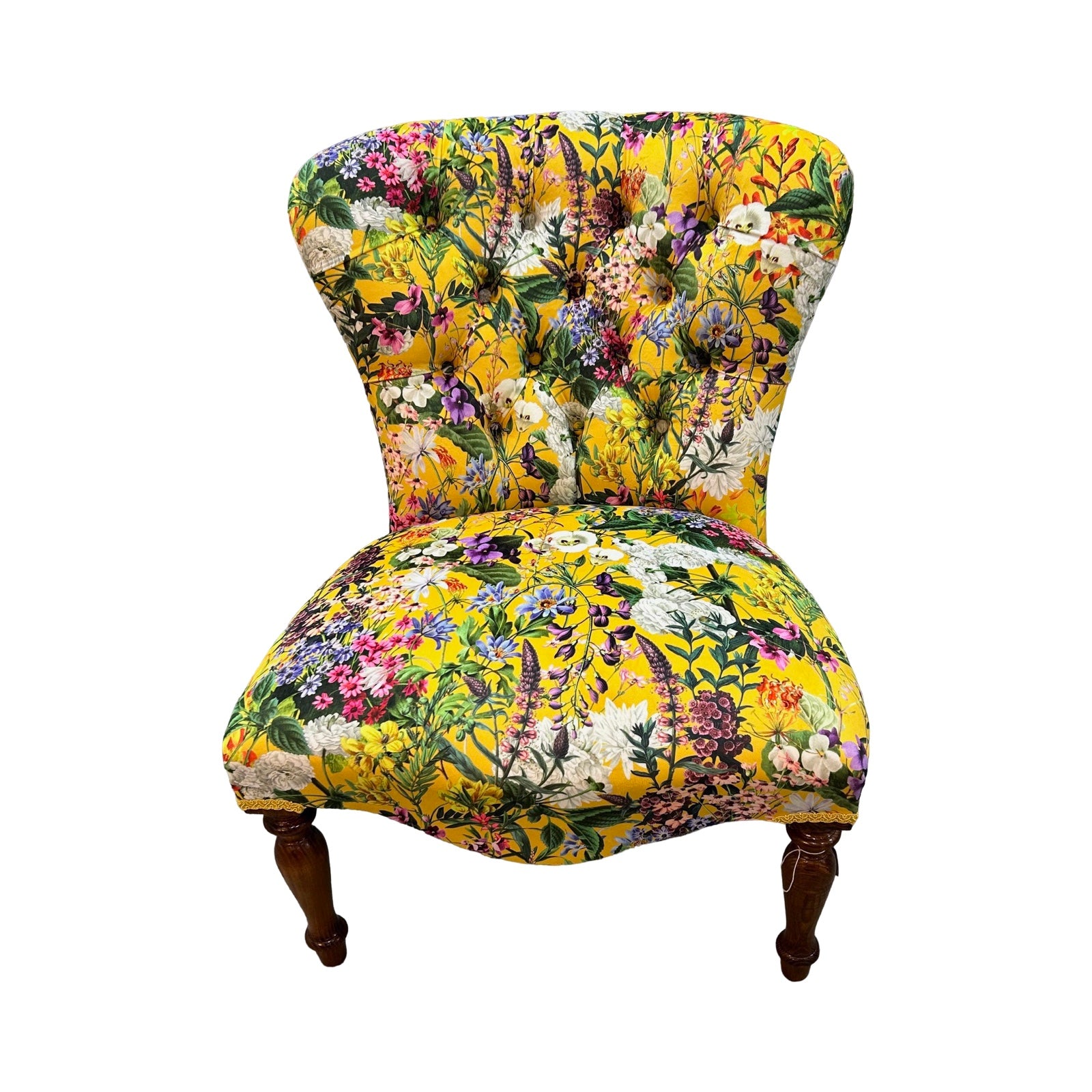 Yellow Floral Velvet Occasional Chair