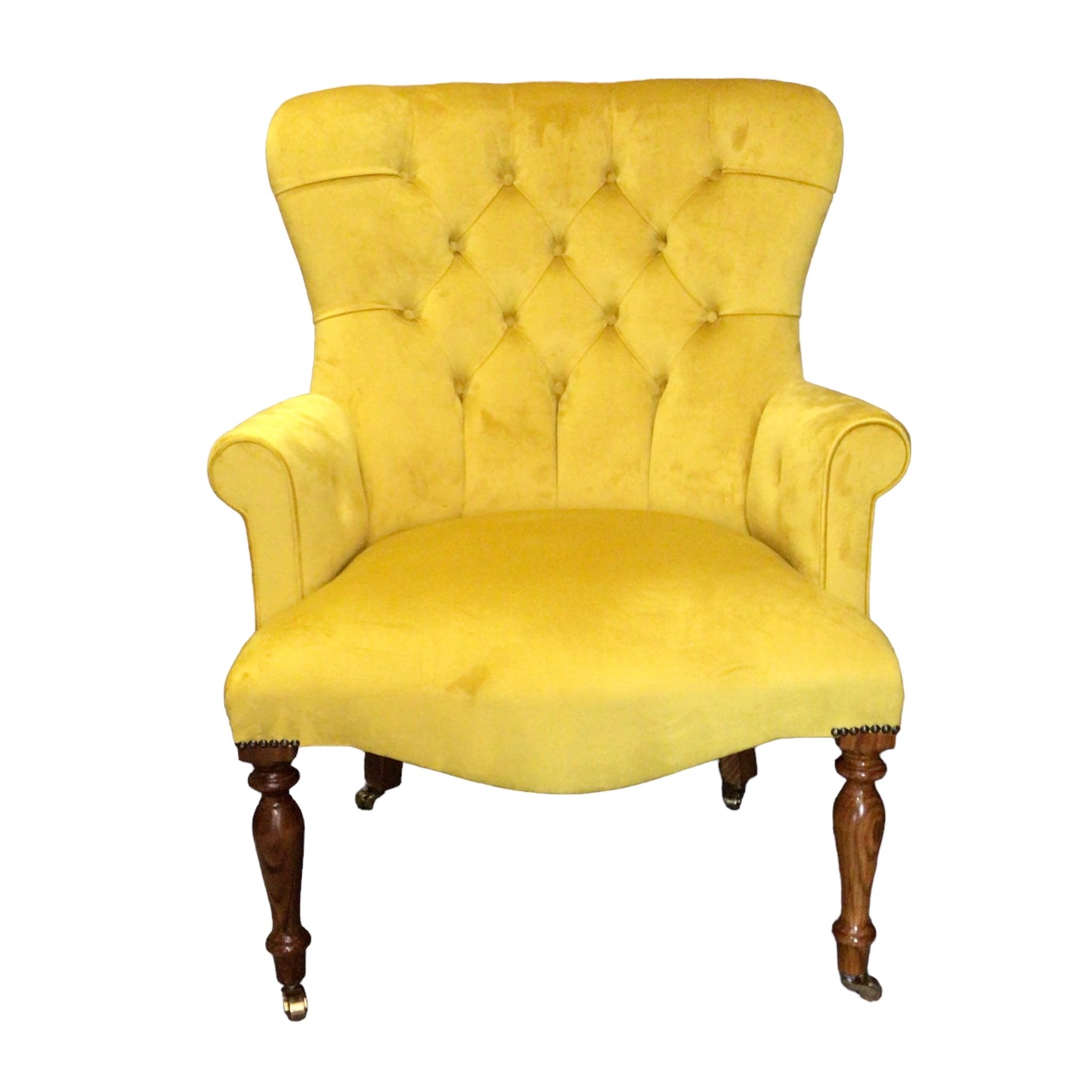 Button Back Plain Velvet Occasional Armchair