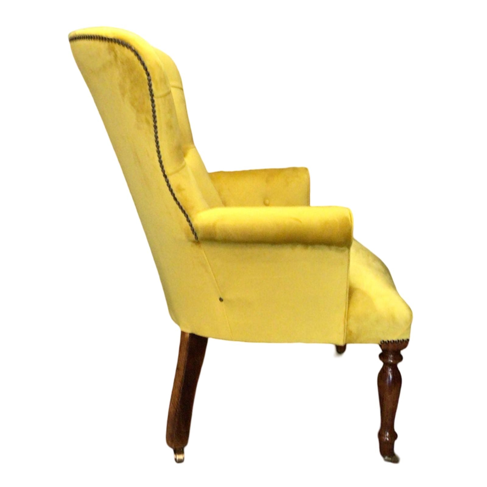 Button Back Plain Velvet Occasional Armchair