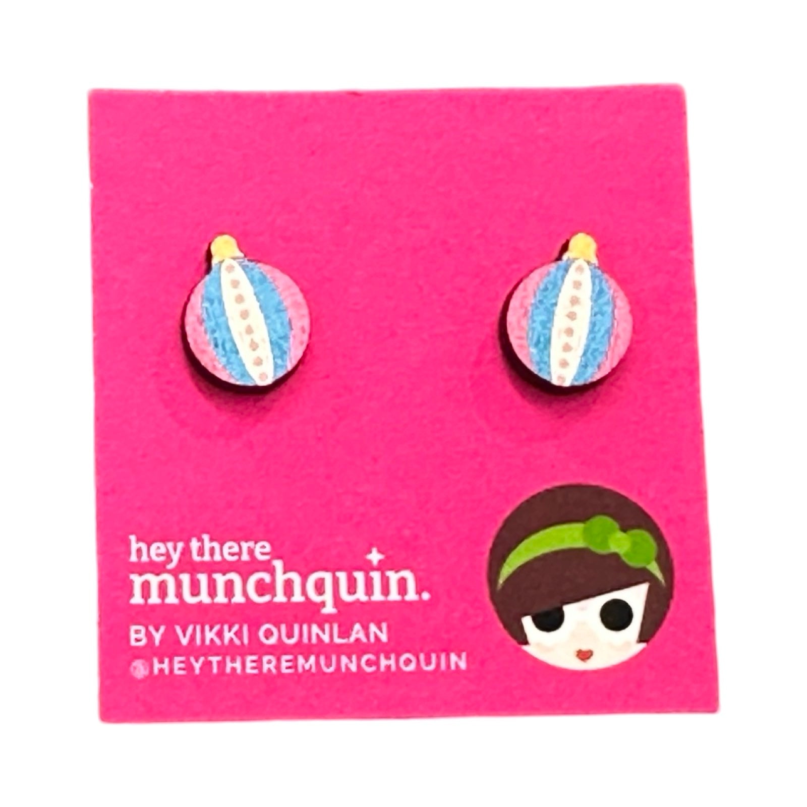 Christmas Bauble Wooden Stud Earrings