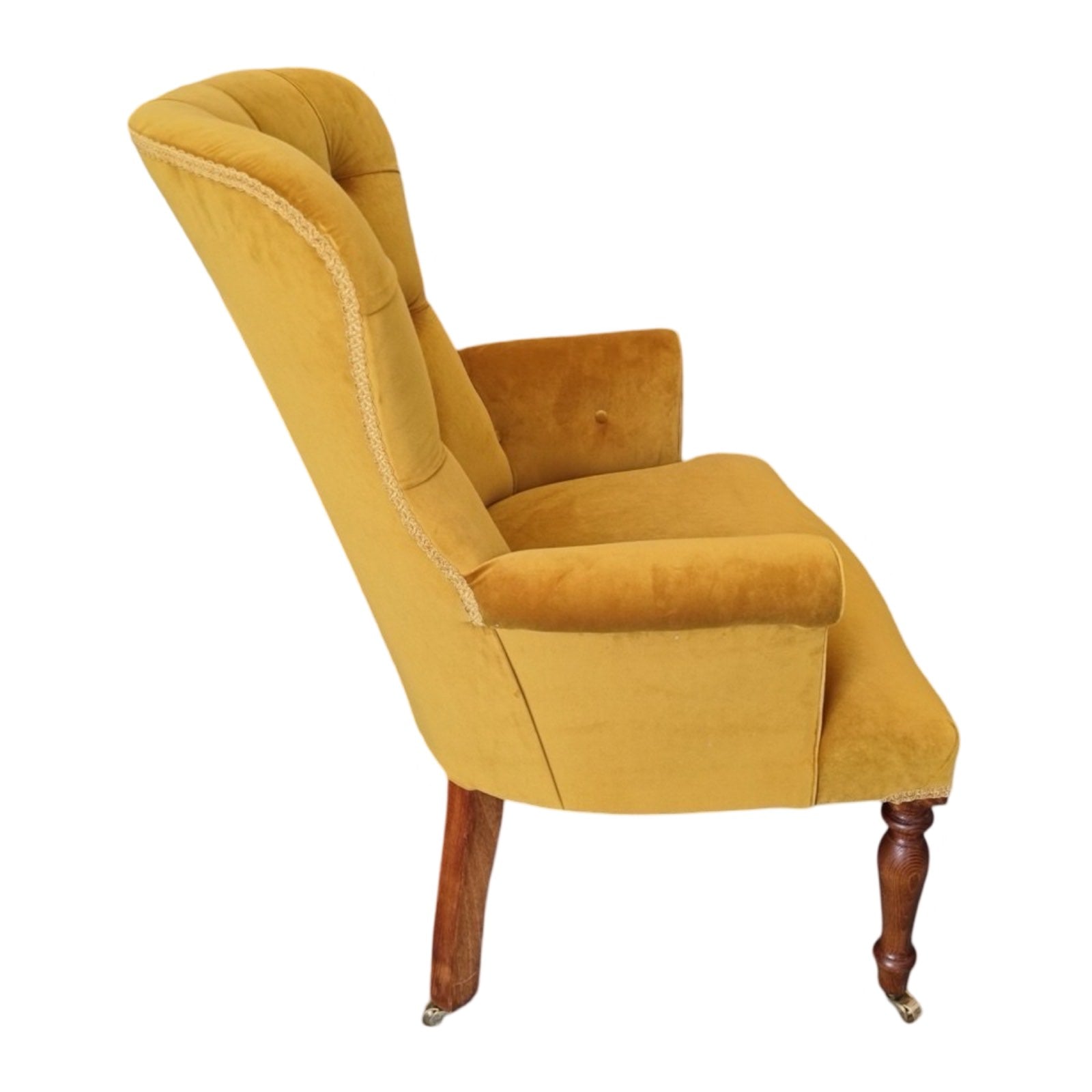 Button Back Plain Velvet Occasional Armchair