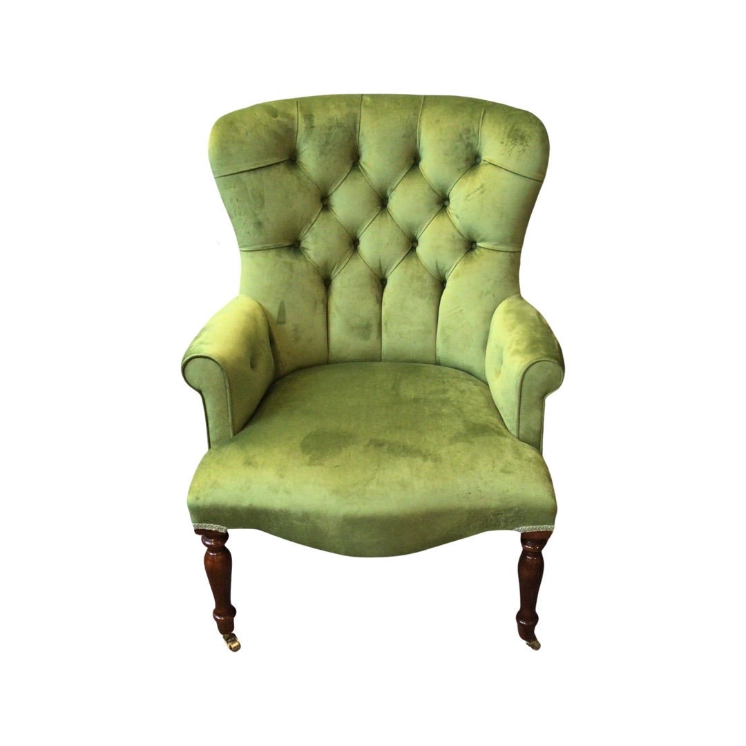 Button Back Plain Velvet Occasional Armchair