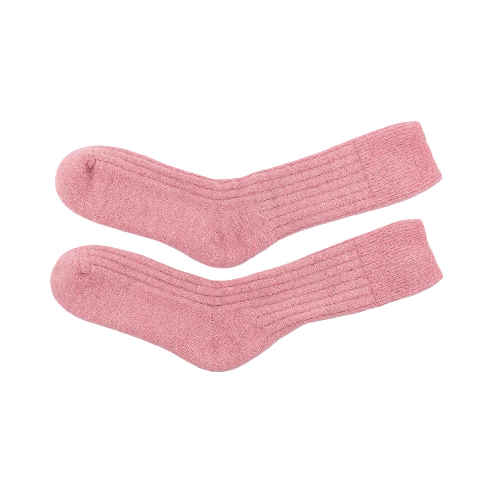 Pair of pink alpaca wool bed socks