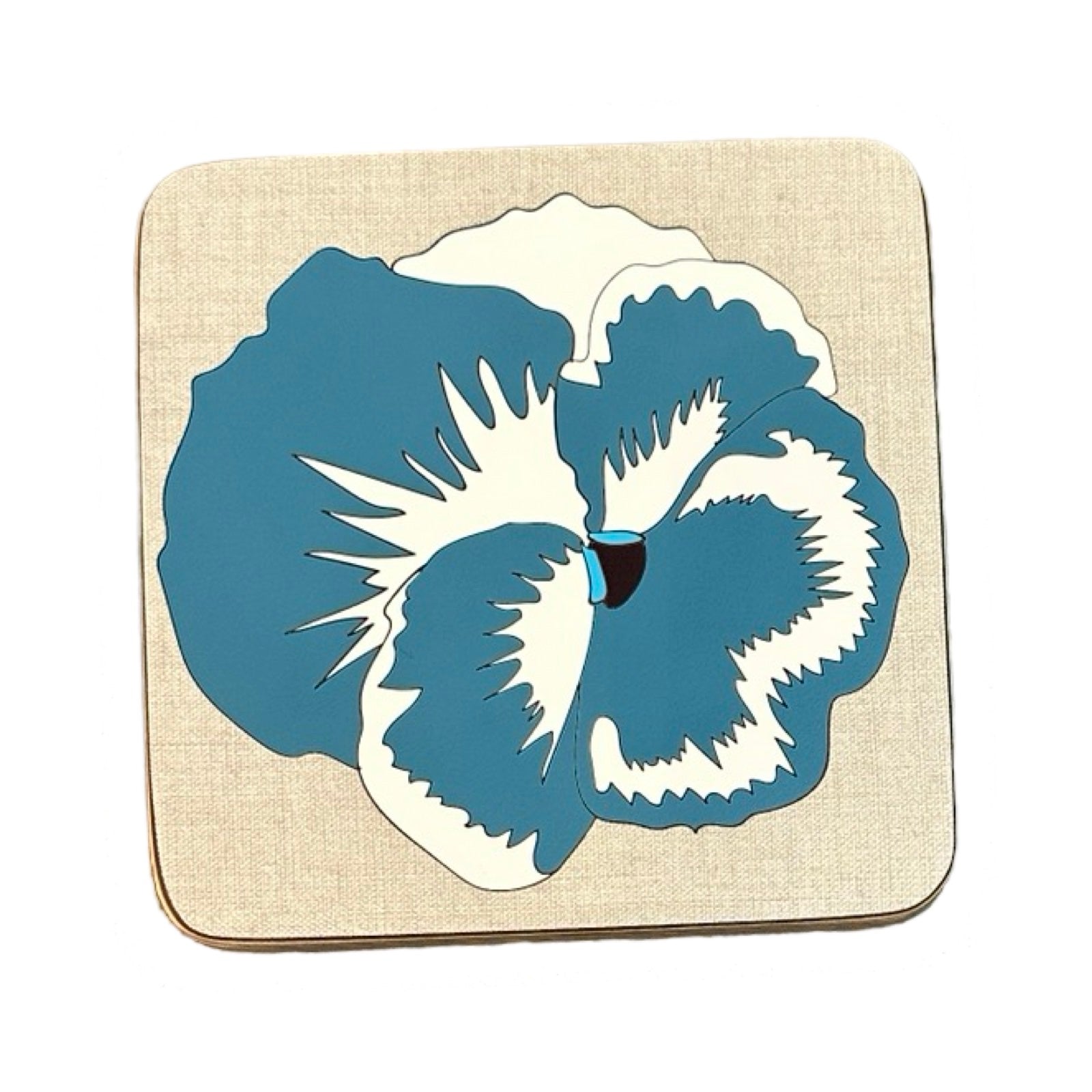 Handmade trivets are made from birch plywood with a colourful pansy flower design.