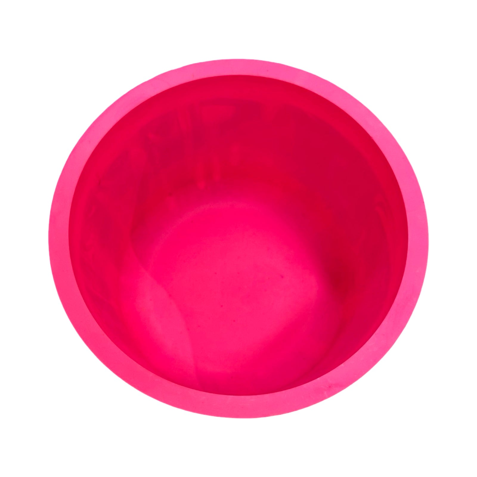 Pink inside of planter on a white background.