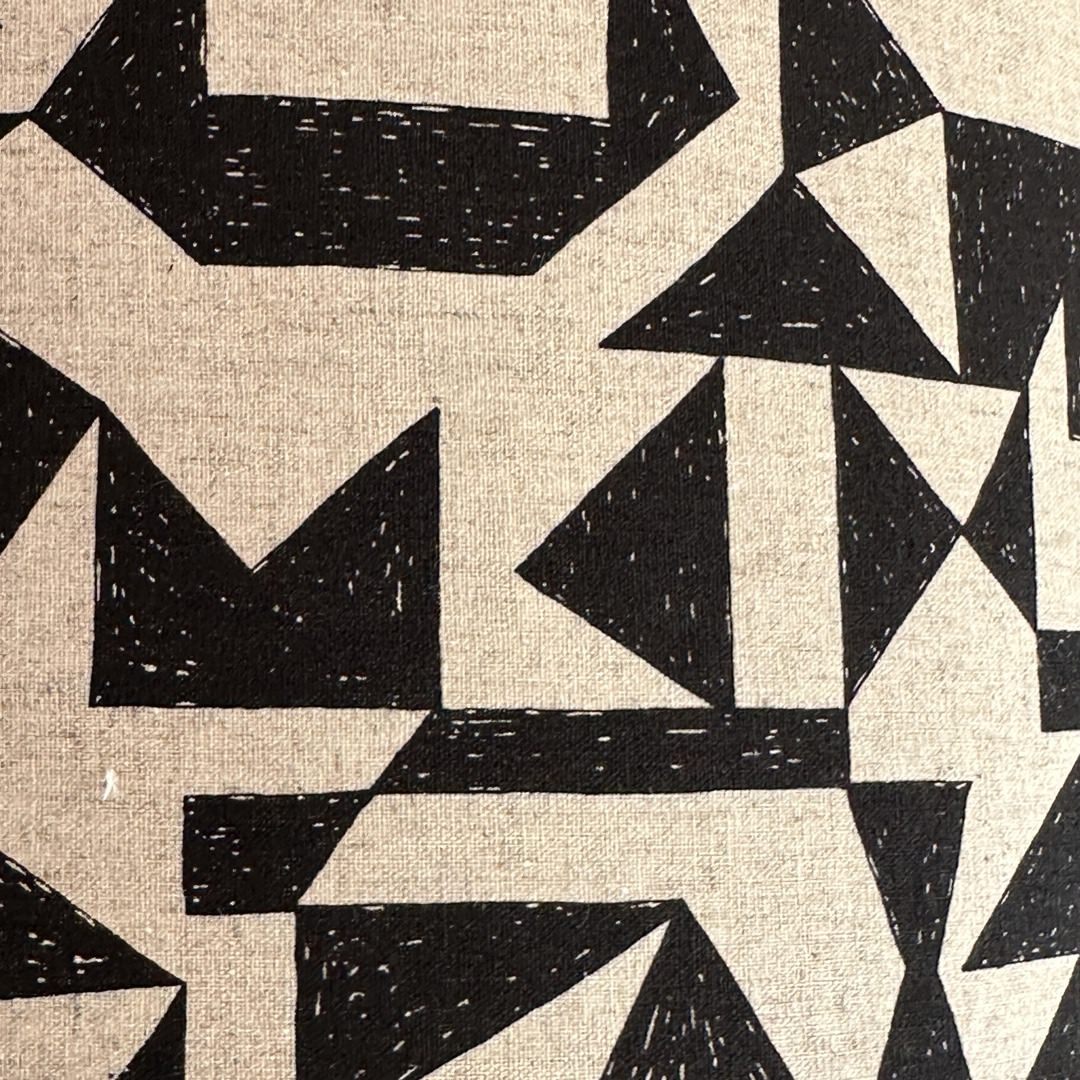 black and white geometric patch fabric