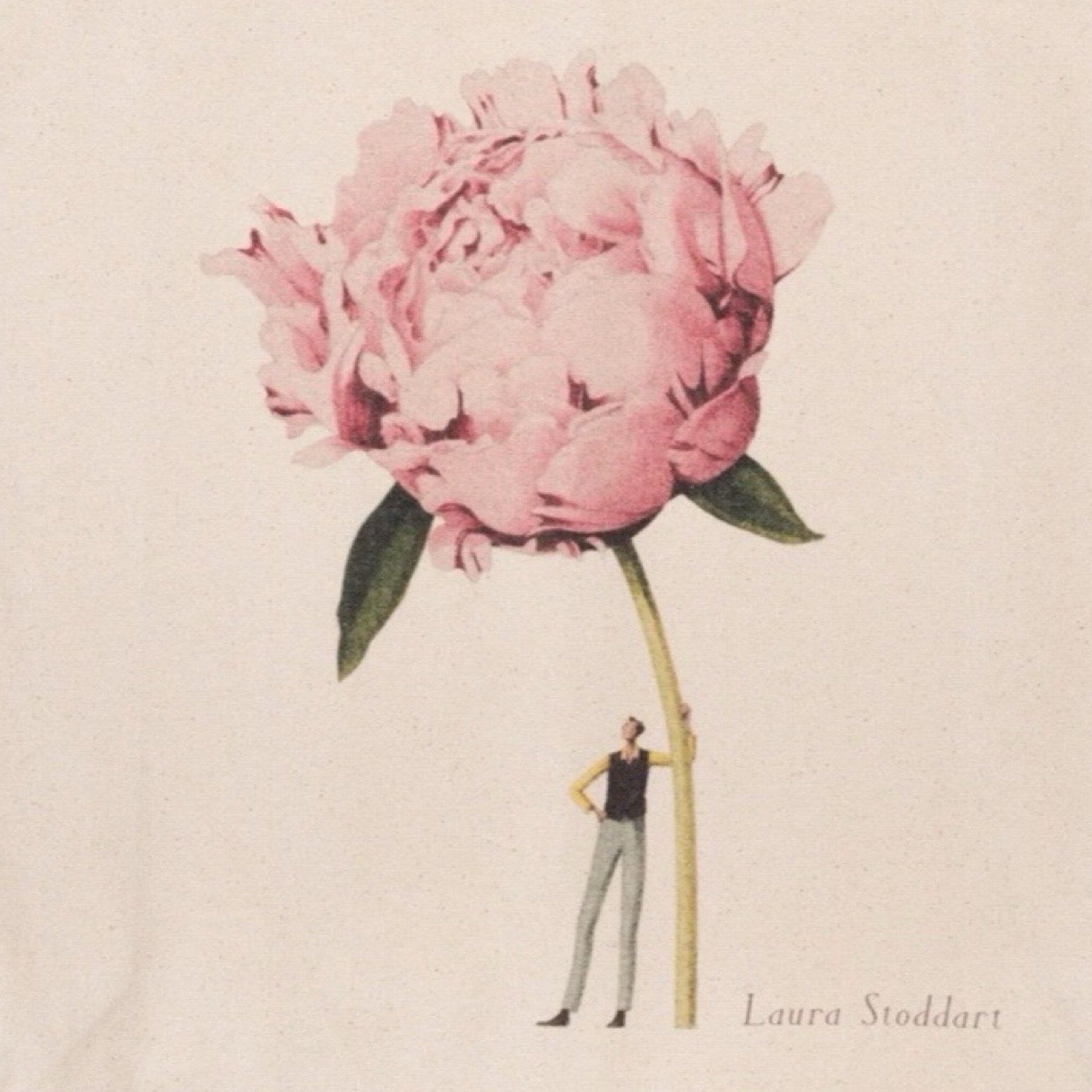 Illustration of a person standing next to a large pink flower with 'Laura Stoddart' credited below.