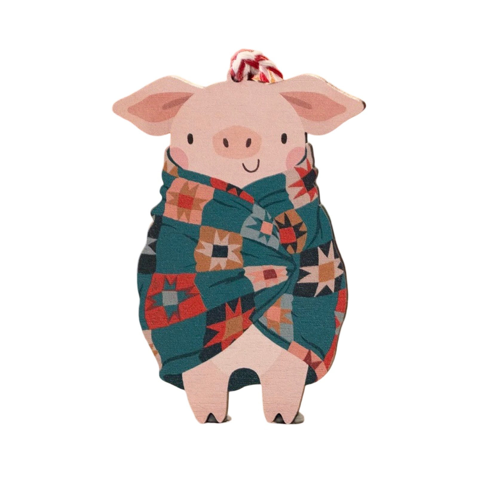 Pig in Blanket Wooden Christmas Decoration