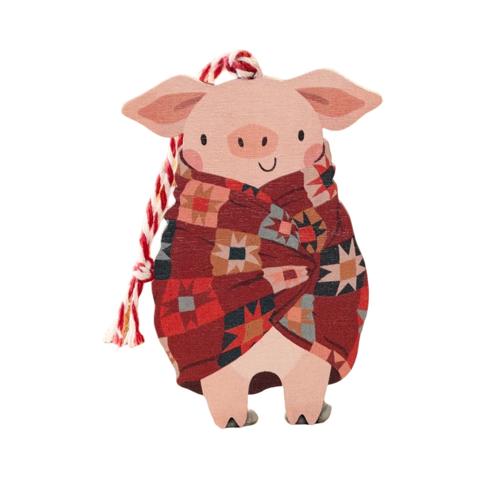 Pig in Blanket Wooden Christmas Decoration