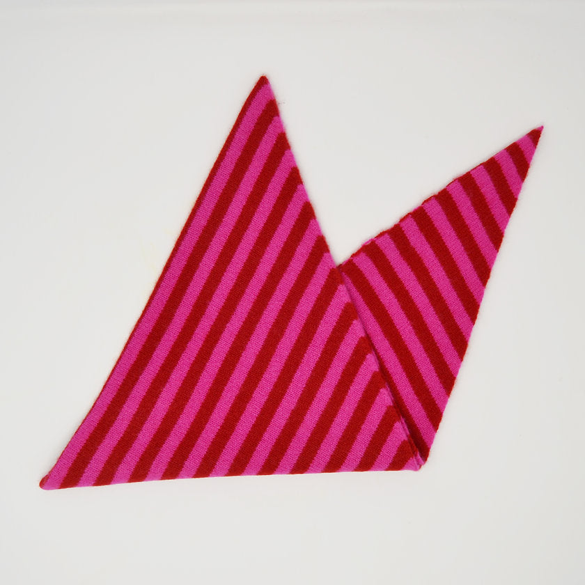 Red and pink striped neckerchief on a white background.