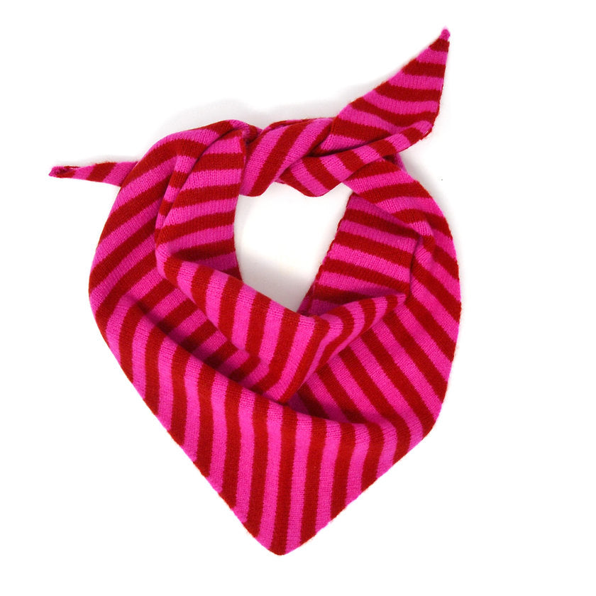 Red and pink striped neckerchief on a white background.