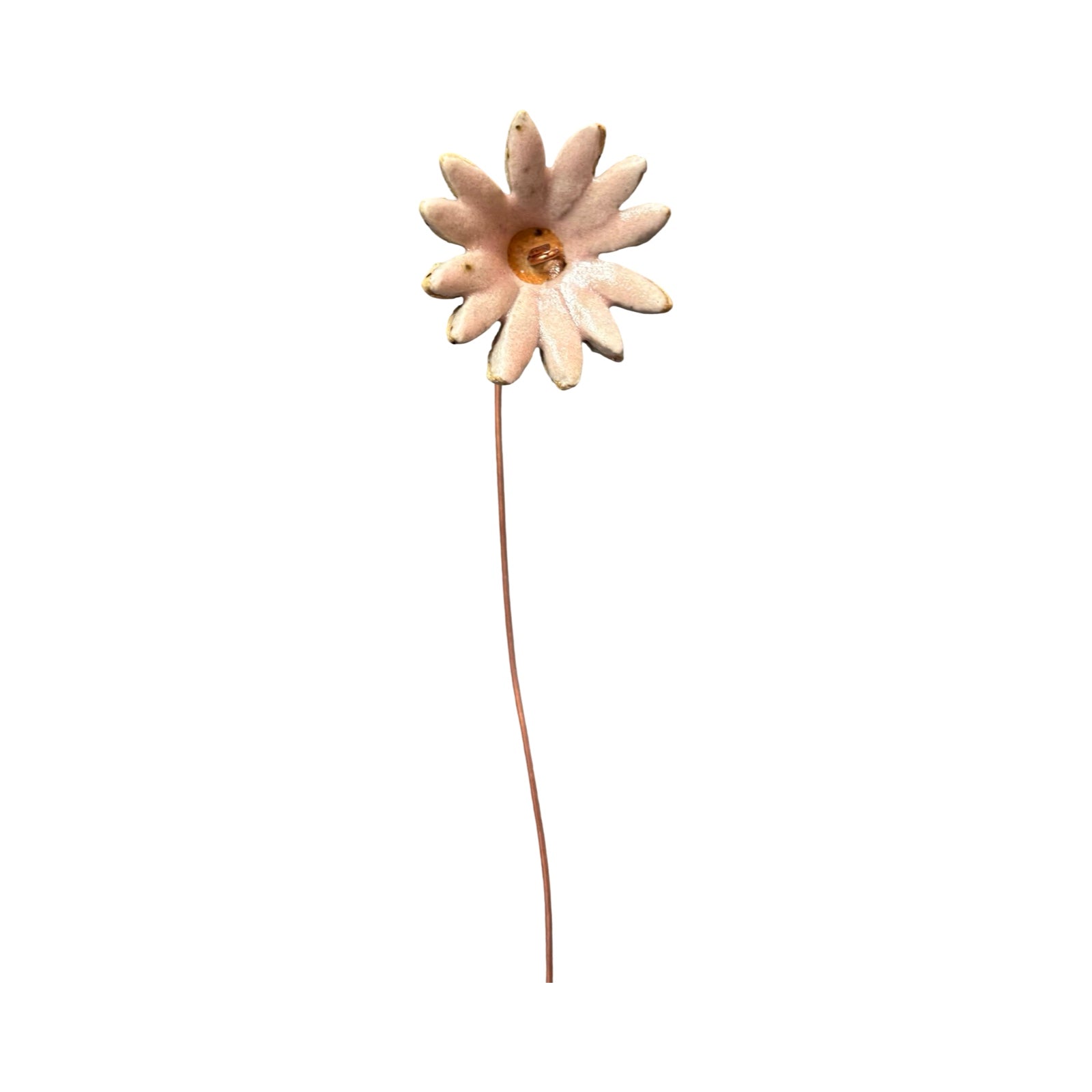 Ceramic flower bud stems handmade from British clay and painted in a pastel glaze and finished with a copper wire stem.