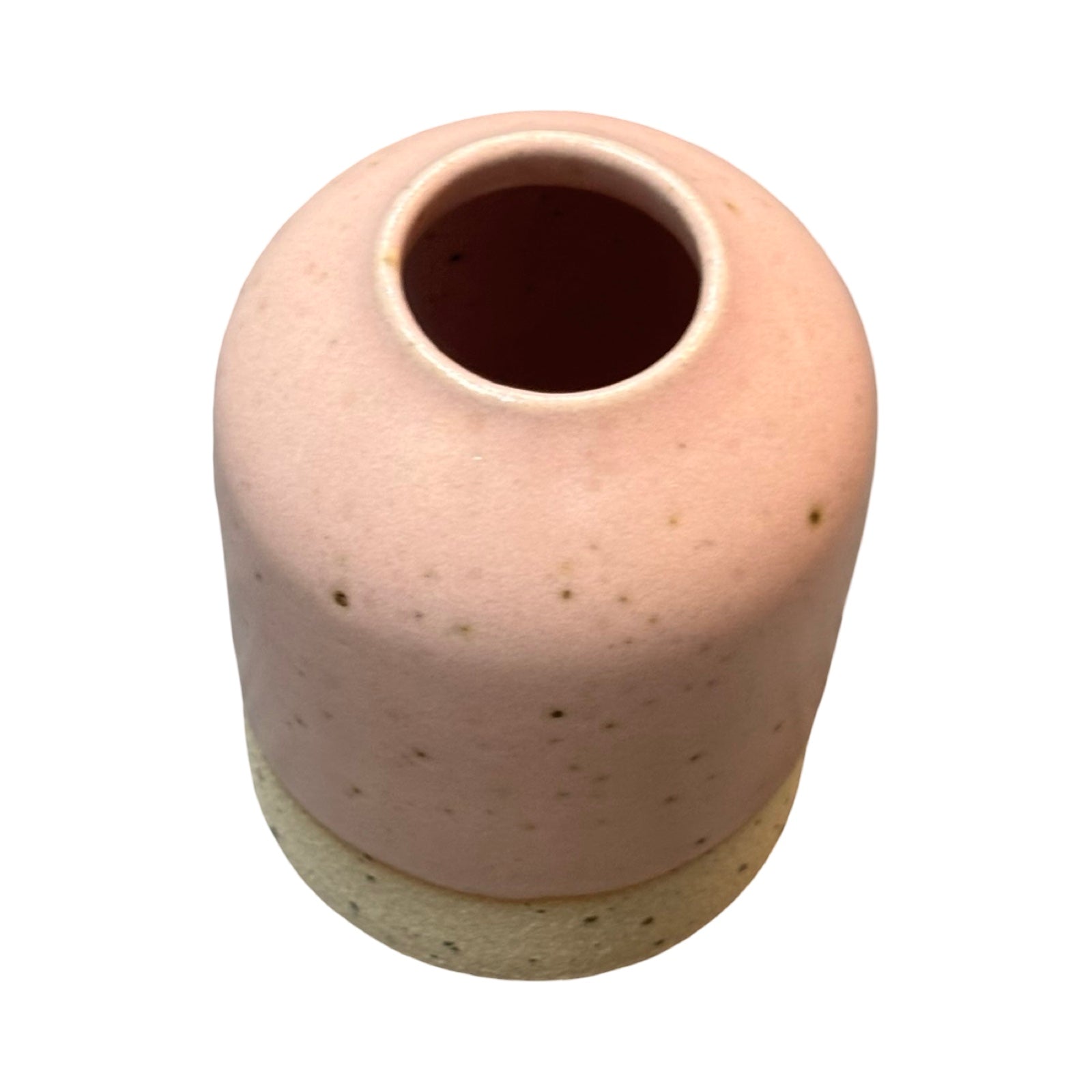 Pink stoneware flower vase made from British clay with a pink pastel glaze.