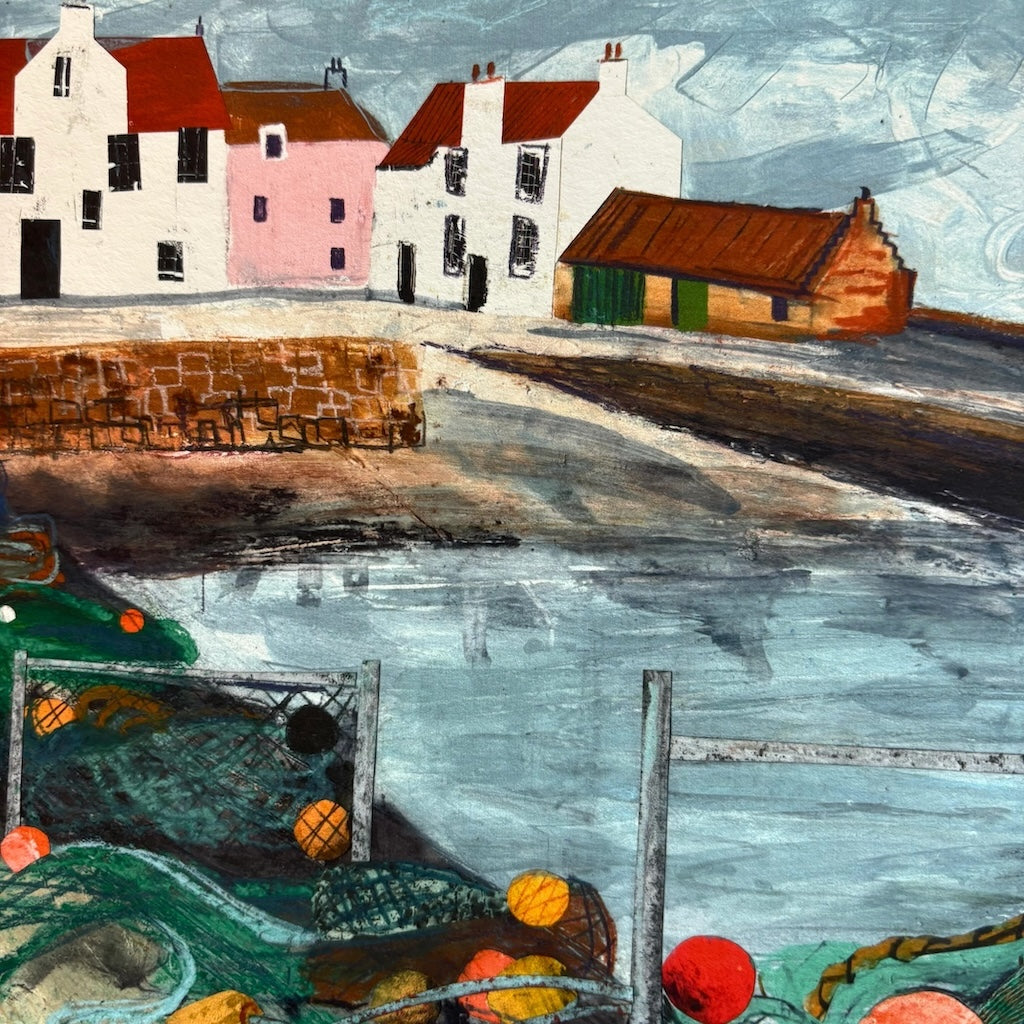 High quality giclée print of an original artwork of Pittenweem in the East Neuk of Fife.