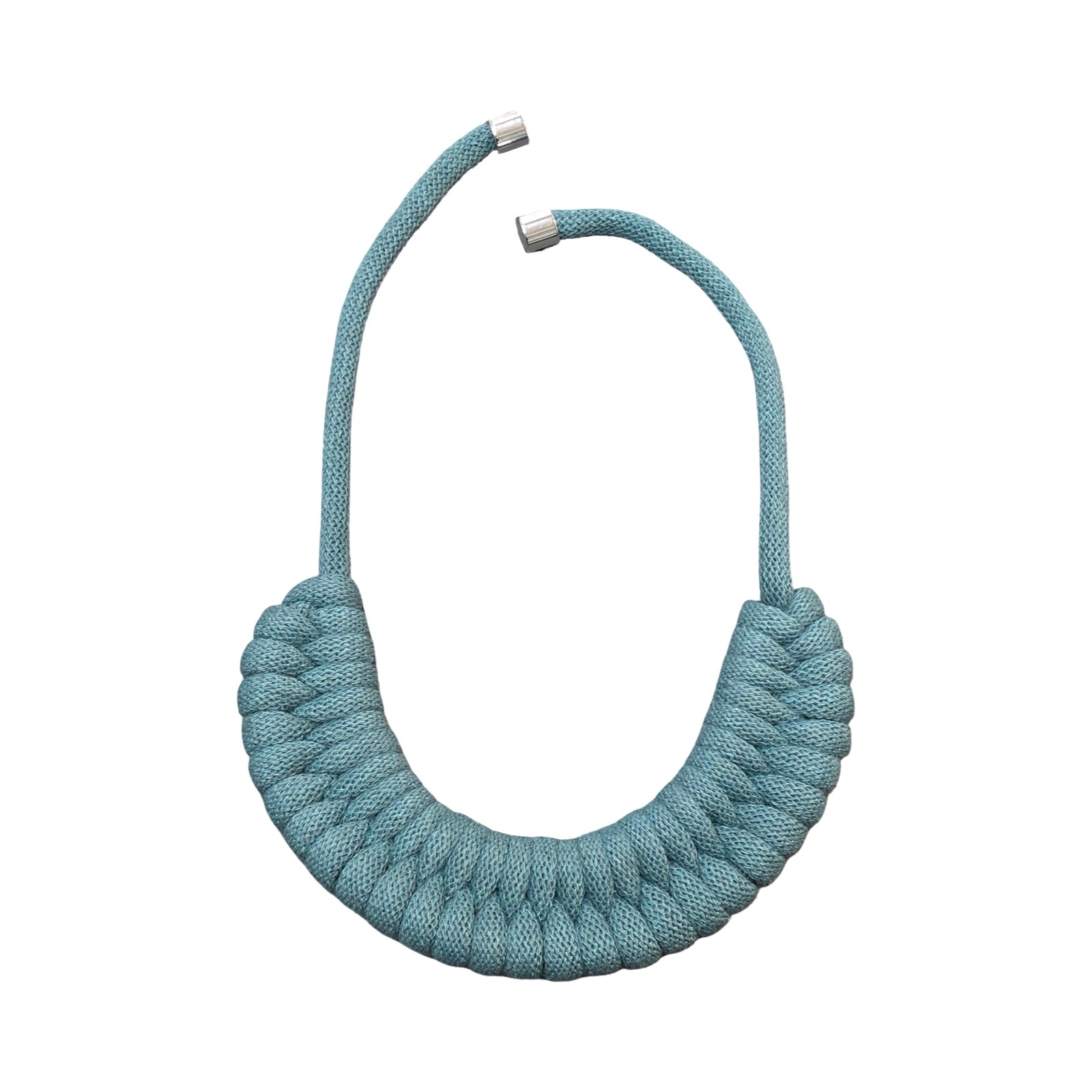 Teal Knotted Cotton Cord Necklace