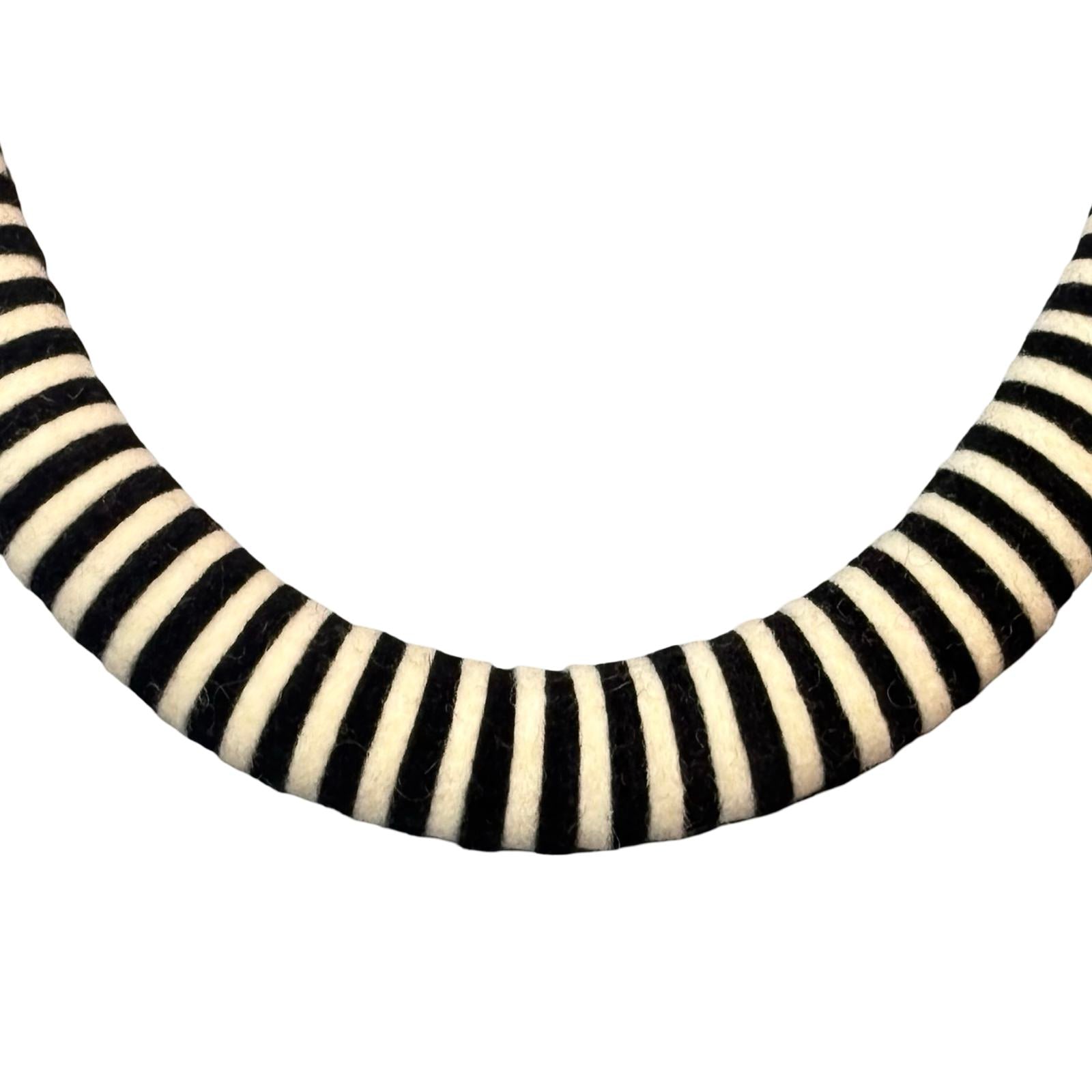 Black and White Chunky Colour Block Felt Necklace