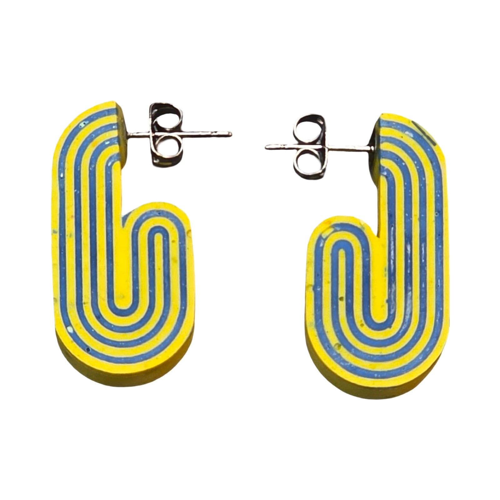 Yellow Curved Hoop Earrings