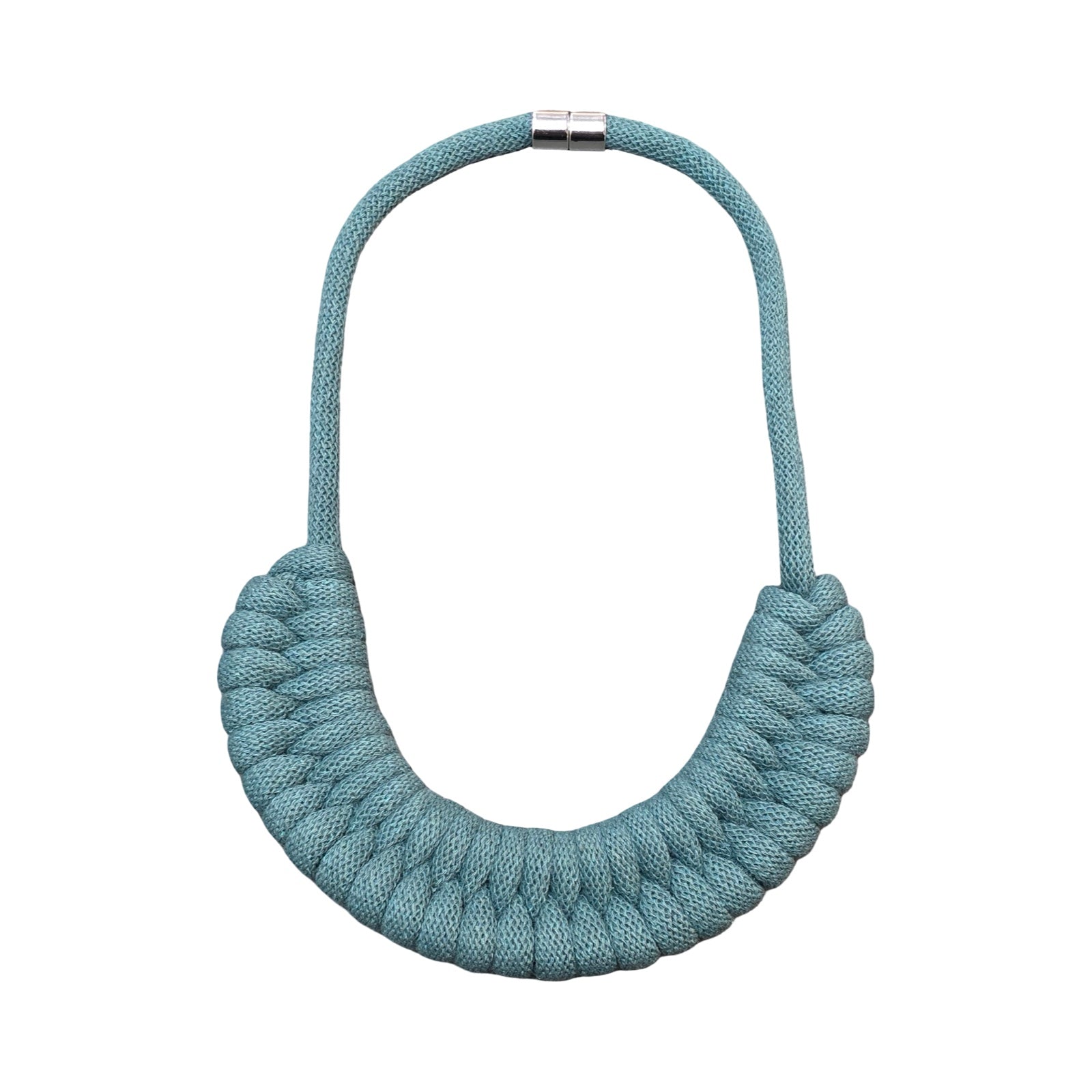 Teal Knotted Cotton Cord Necklace