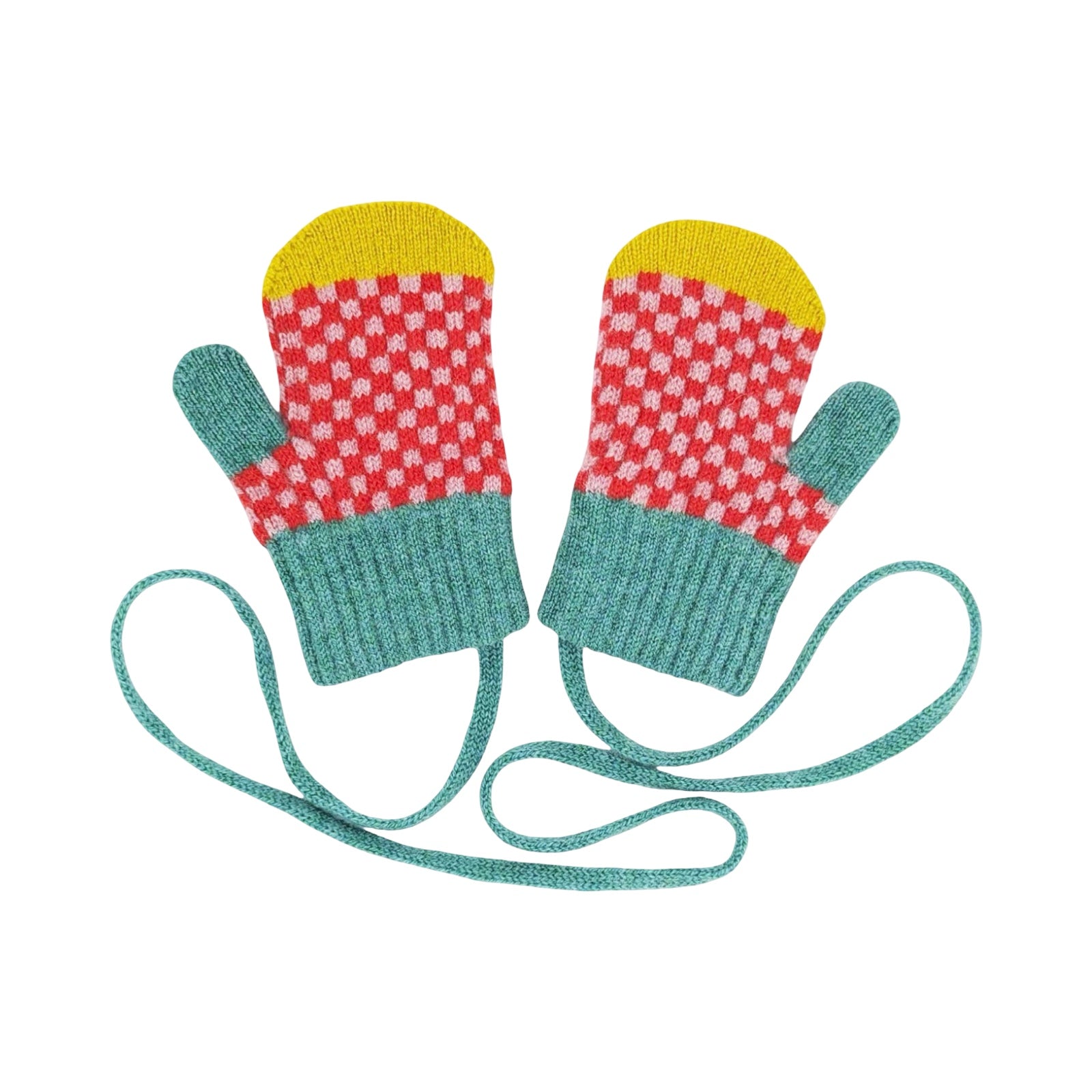 Red Check Children's Lambswool Mittens