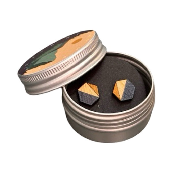 Storm Hexagonal Bamboo Stud Earrings