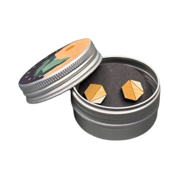 Harvest Hexagonal Bamboo Stud Earrings