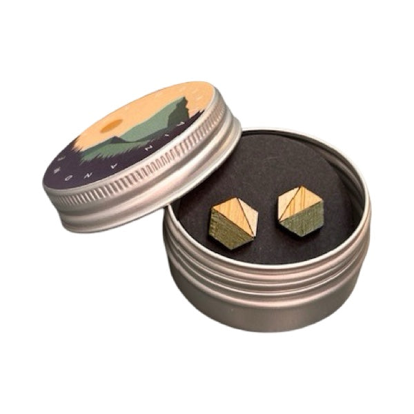 Forest Hexagonal Bamboo Stud Earrings